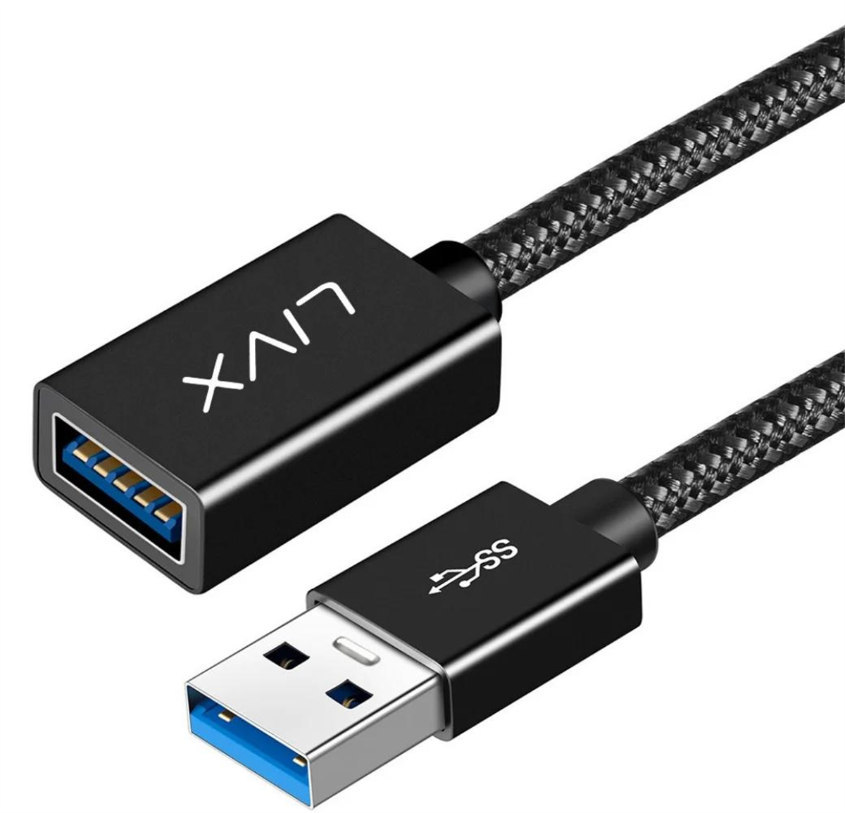 LivX Rope 5Gbps Hızlı Veri Aktarımı USB 3.0 Erkek Dişi Uzatma Kablosu Halat Örgülü 2 Metre