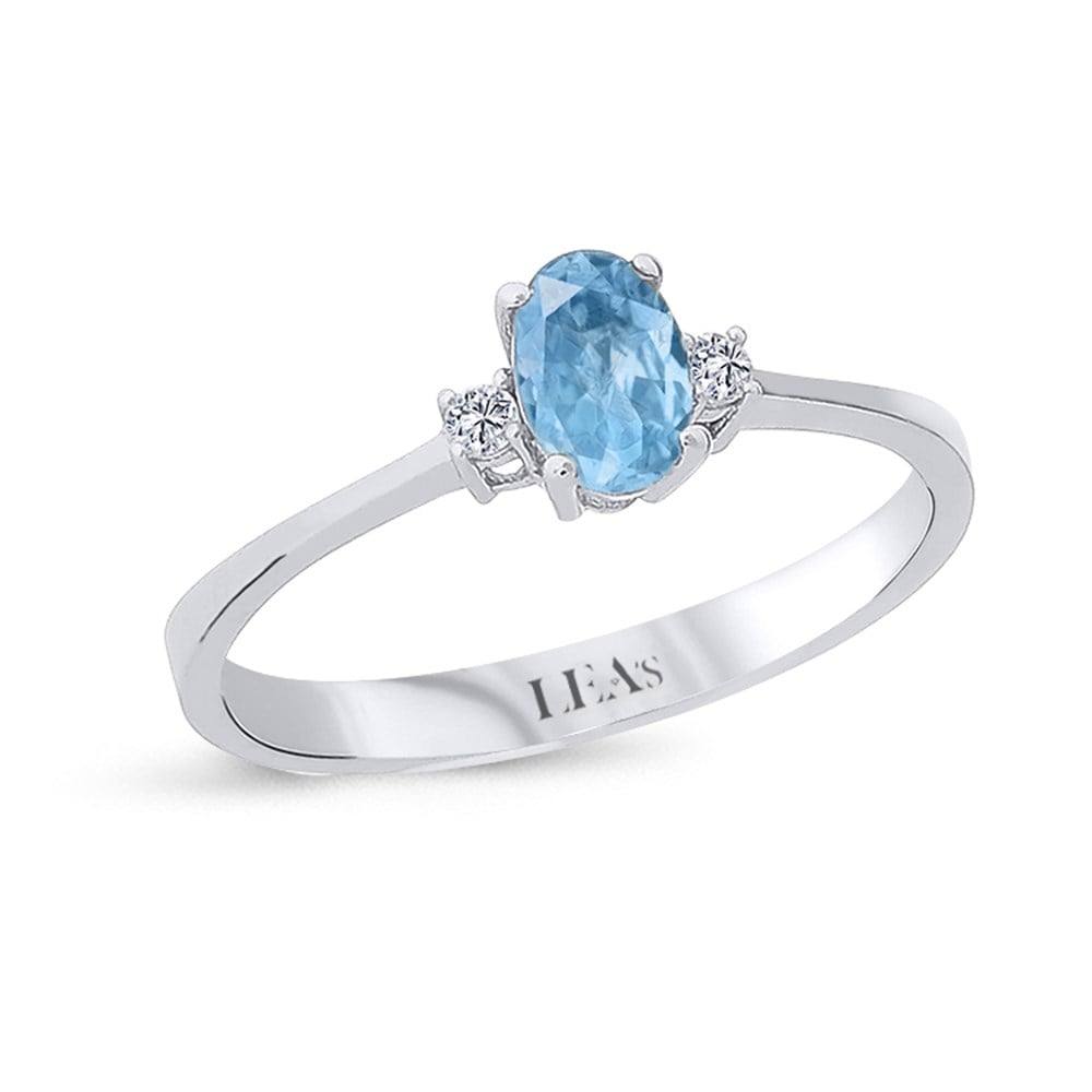 0.04 Karat Pırlanta Oval Blue Topaz Yüzük