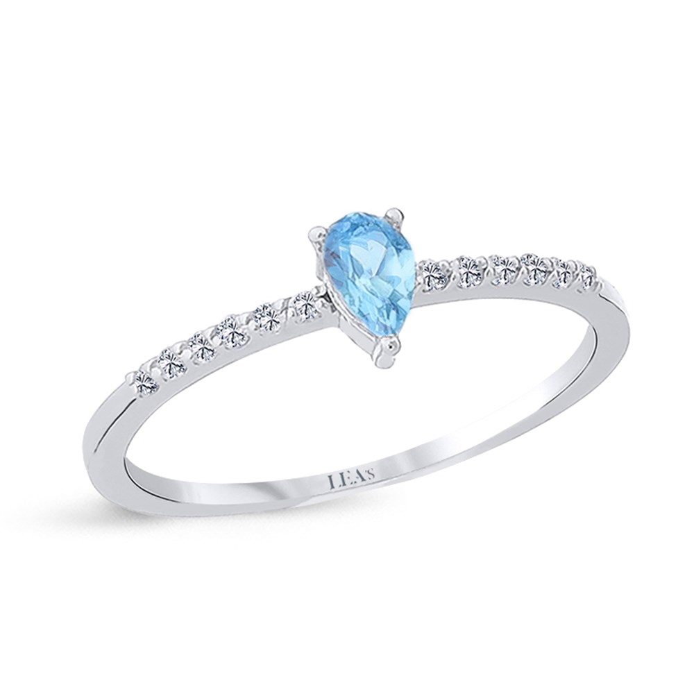 0.08 Karat Pırlanta Damla Blue Topaz Yüzük