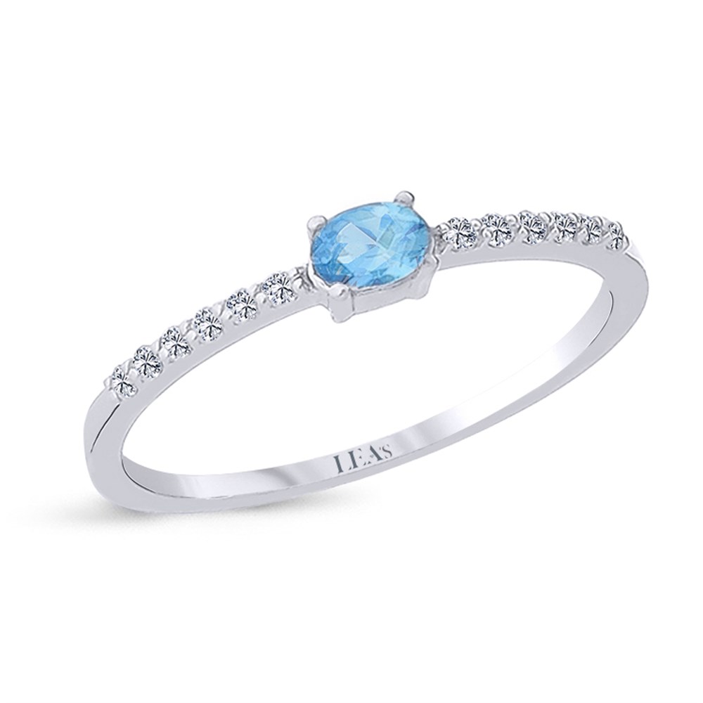 0.08 Karat Pırlanta Oval Blue Topaz Yüzük
