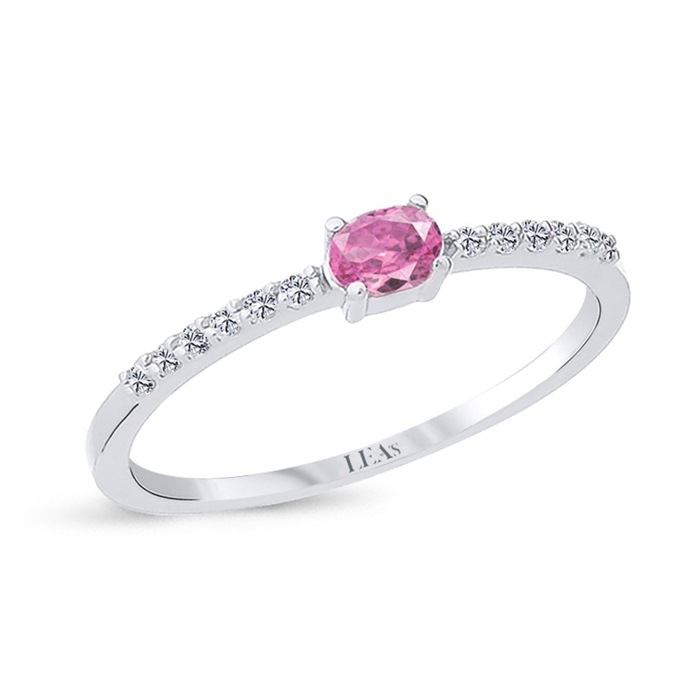 0.08 Karat Pırlanta Oval Pembe Safir Yüzük