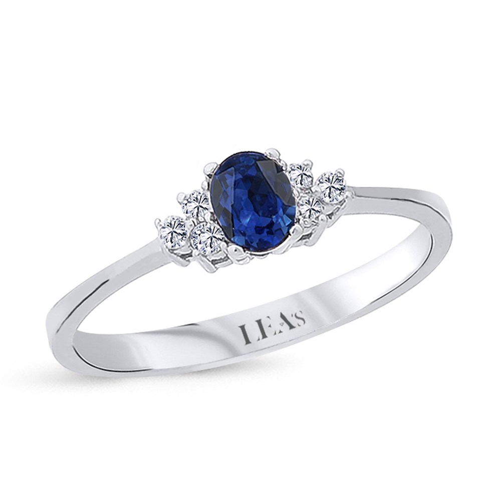 0.08 Karat Pırlanta Oval Safir Yüzük
