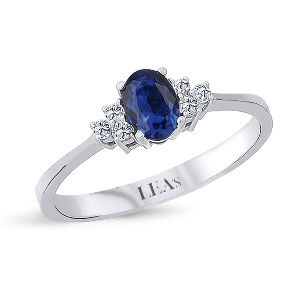 0.08 Karat Pırlanta Oval Safir Yüzük
