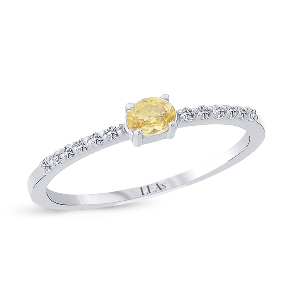 0.08 Karat Pırlanta Oval Sarı Safir Yüzük