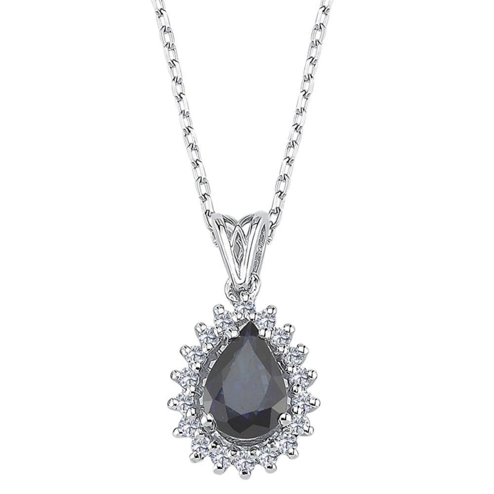 0.15 Karat Pırlanta Damla Safir Anturaj Kolye