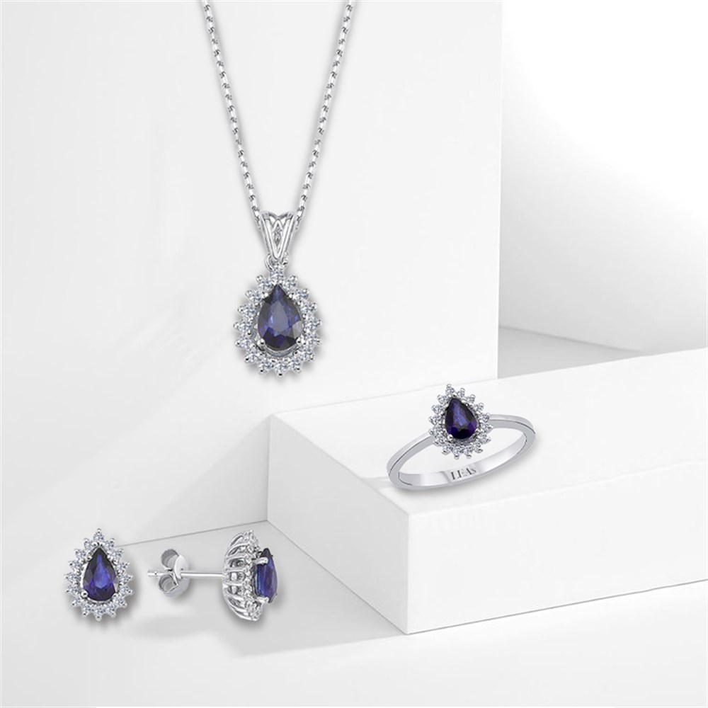 0.52 Karat Pırlanta Safir 3'lü Set