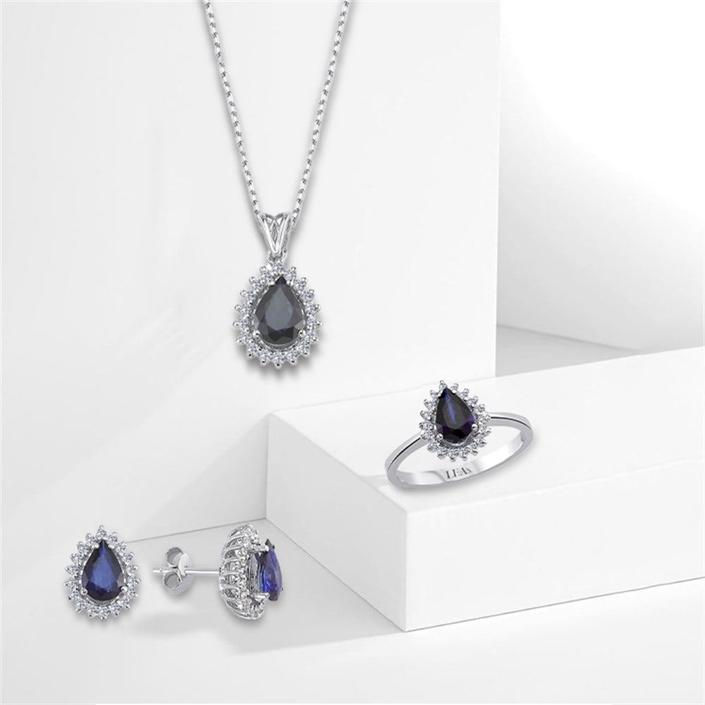 0.59 Karat Pırlanta Safir 3'lü Set