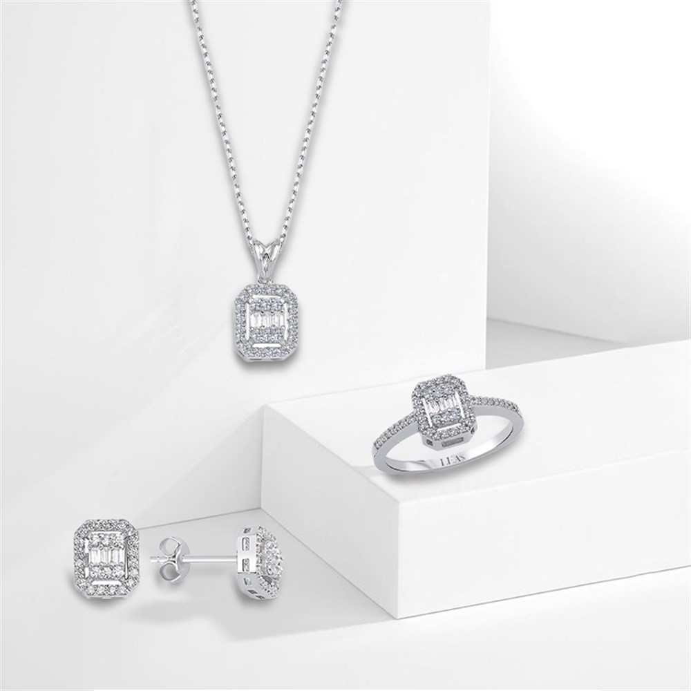 0.69 Karat Pırlanta Baget 3'lü Set