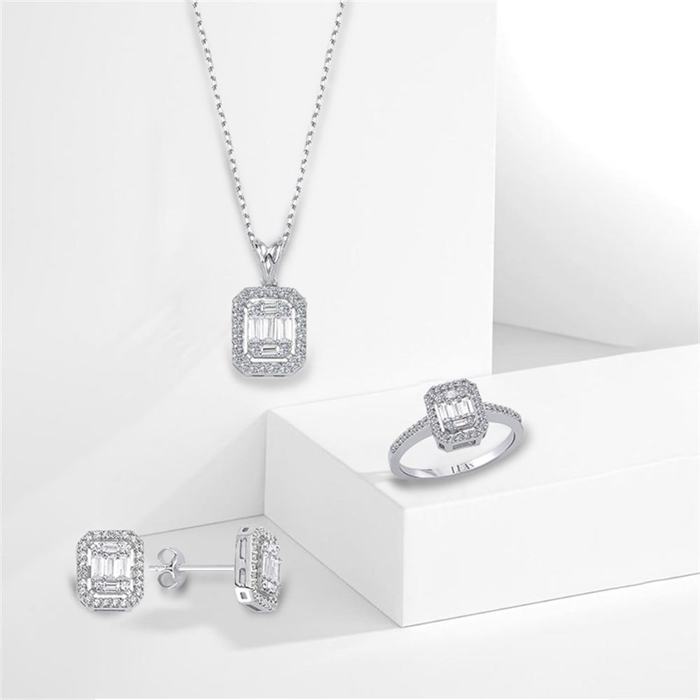 1.14 Karat Pırlanta Baget 3'lü Set
