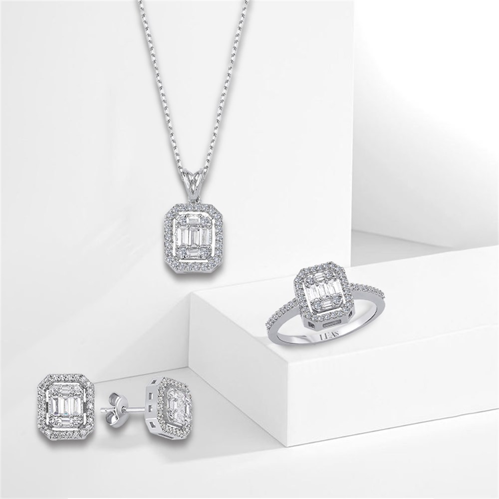 1.21 Karat Pırlanta Baget 3'lü Set