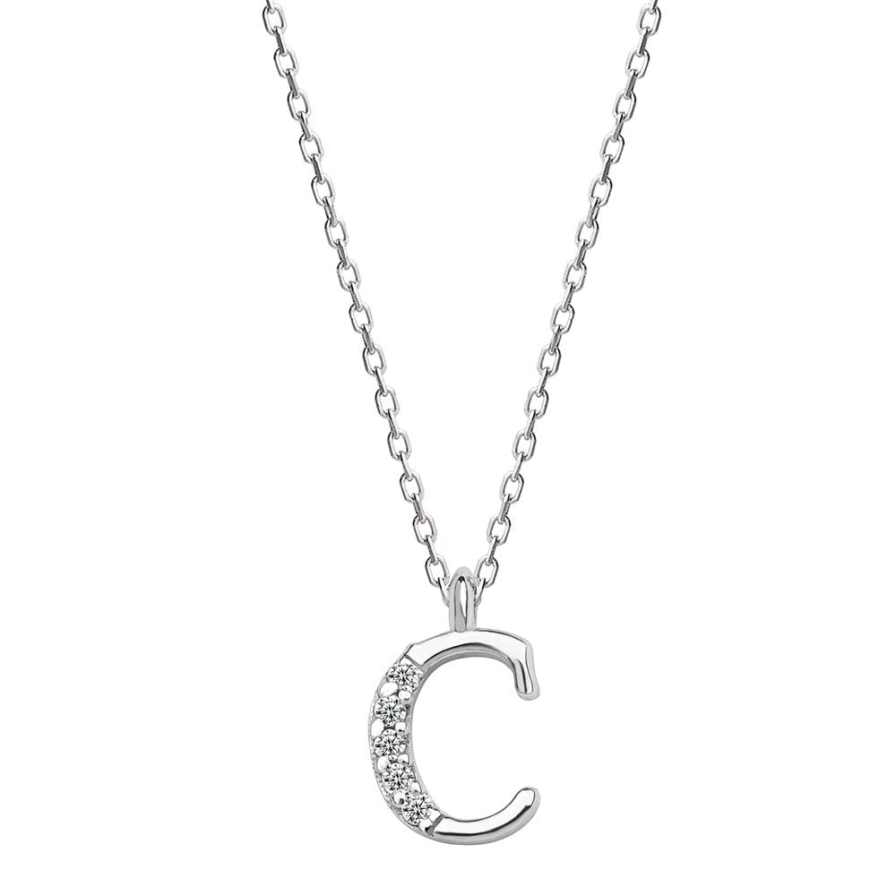 C Harfi Pırlantalı Altın Kolye