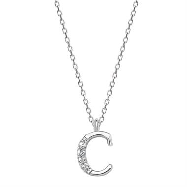 C Harfi Pırlantalı Altın Kolye