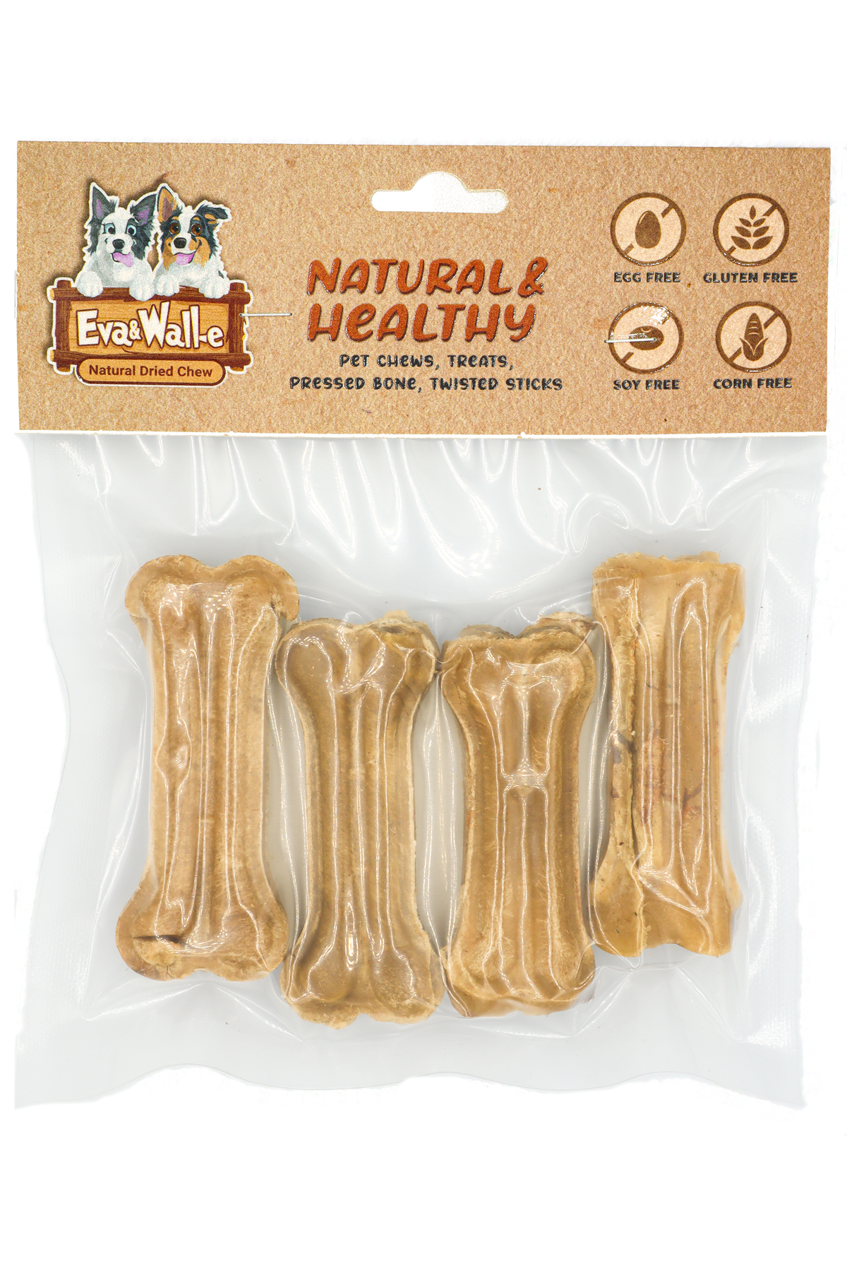 Naturel Köpek Kemiği 4'lü Set 7cm | Küçük Irk ve Yavru Köpekler İçin Doğal Diş Kaşıma & Çiğneme Kemiği (20-25g)