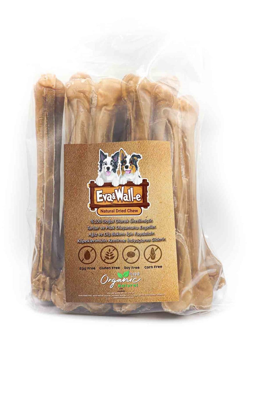 Eva and Wall-E Doğal Köpek Pres Kemiği Naturel 10'lu 21cm Orta Irk ve Büyük Irk Köpekler İçin 150 Gr