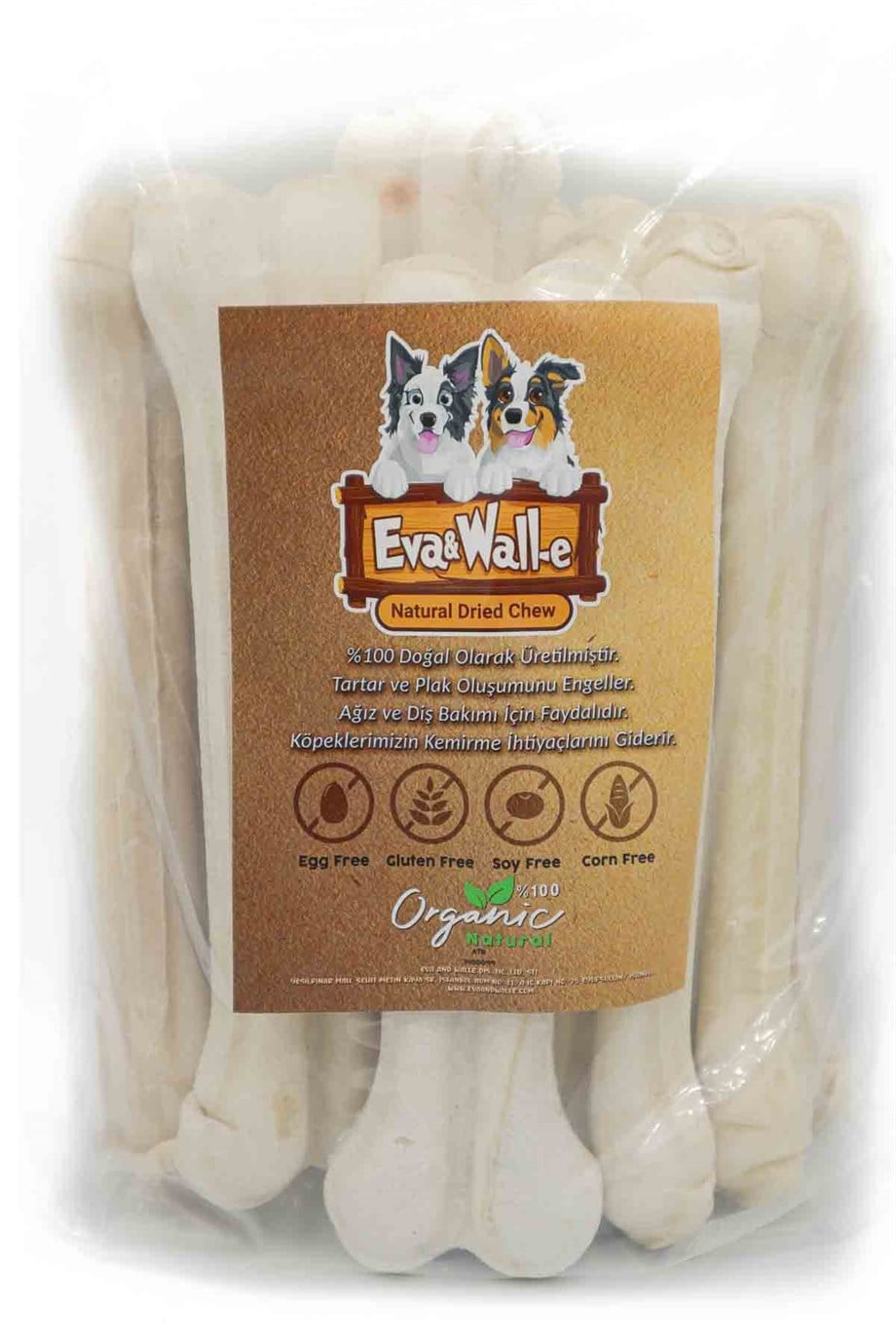 Eva and Wall-E Doğal Köpek Pres Kemiği Beyaz 10' lu 21cm Orta Irk ve Büyük Irk Köpekler İçin 150 Gr