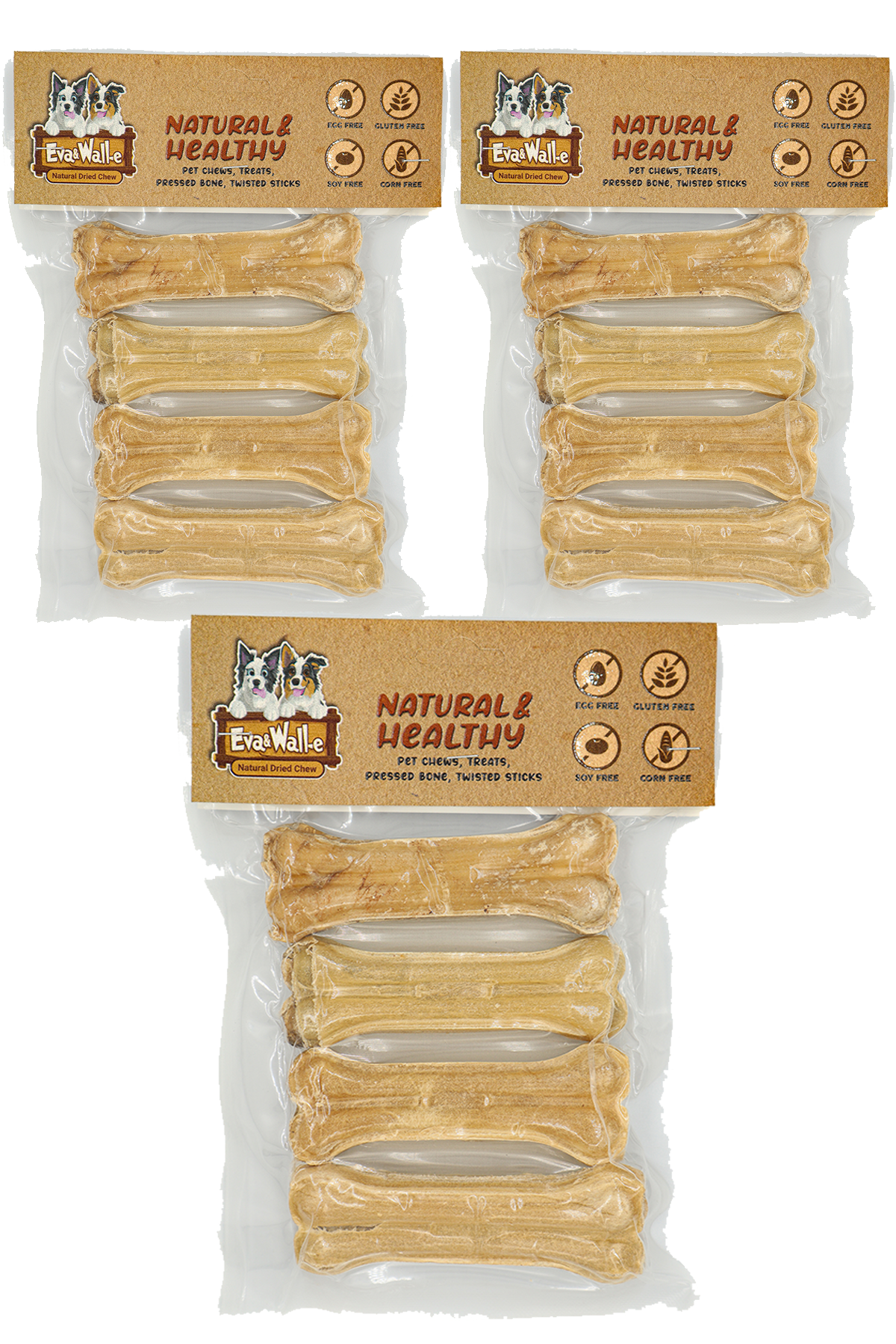 Köpek Kemiği Naturel 4 Adet 7cm 20-25 Gr Avantajlı 3 Paket