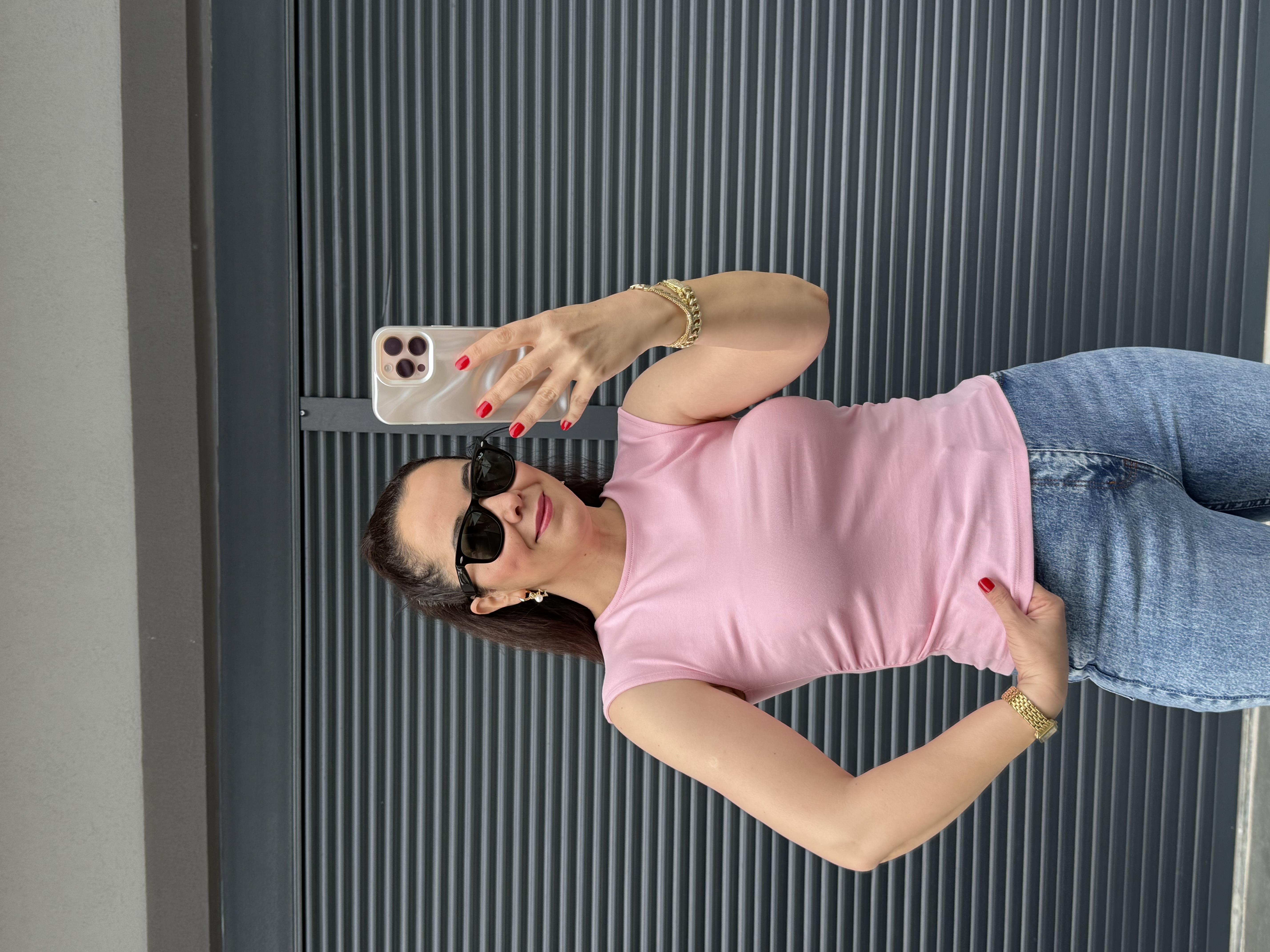 Dilvin Büzgülü Basic Bluz Pembe