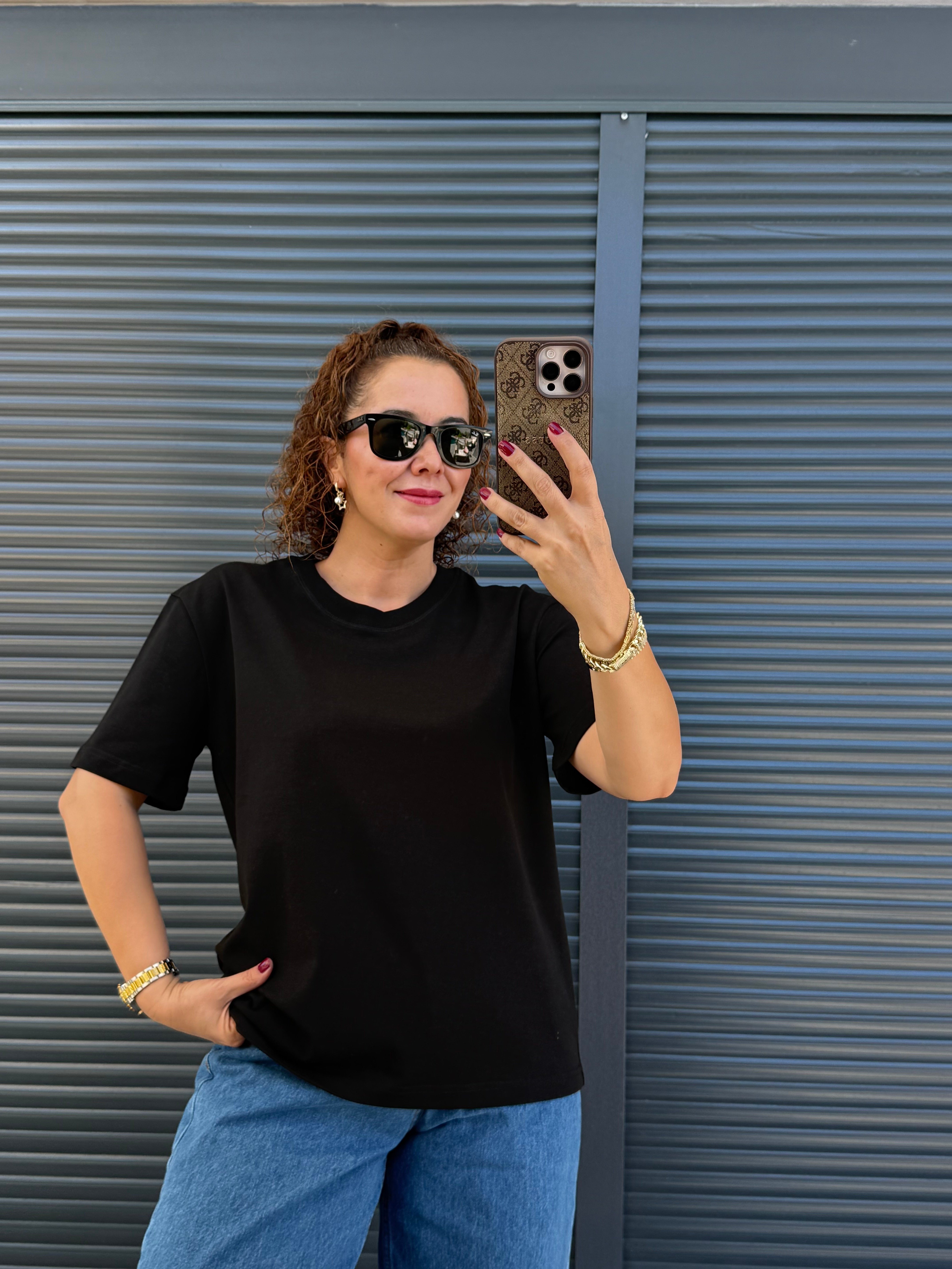 Dilvin Dekoratif Dikişli T-Shirt Siyah