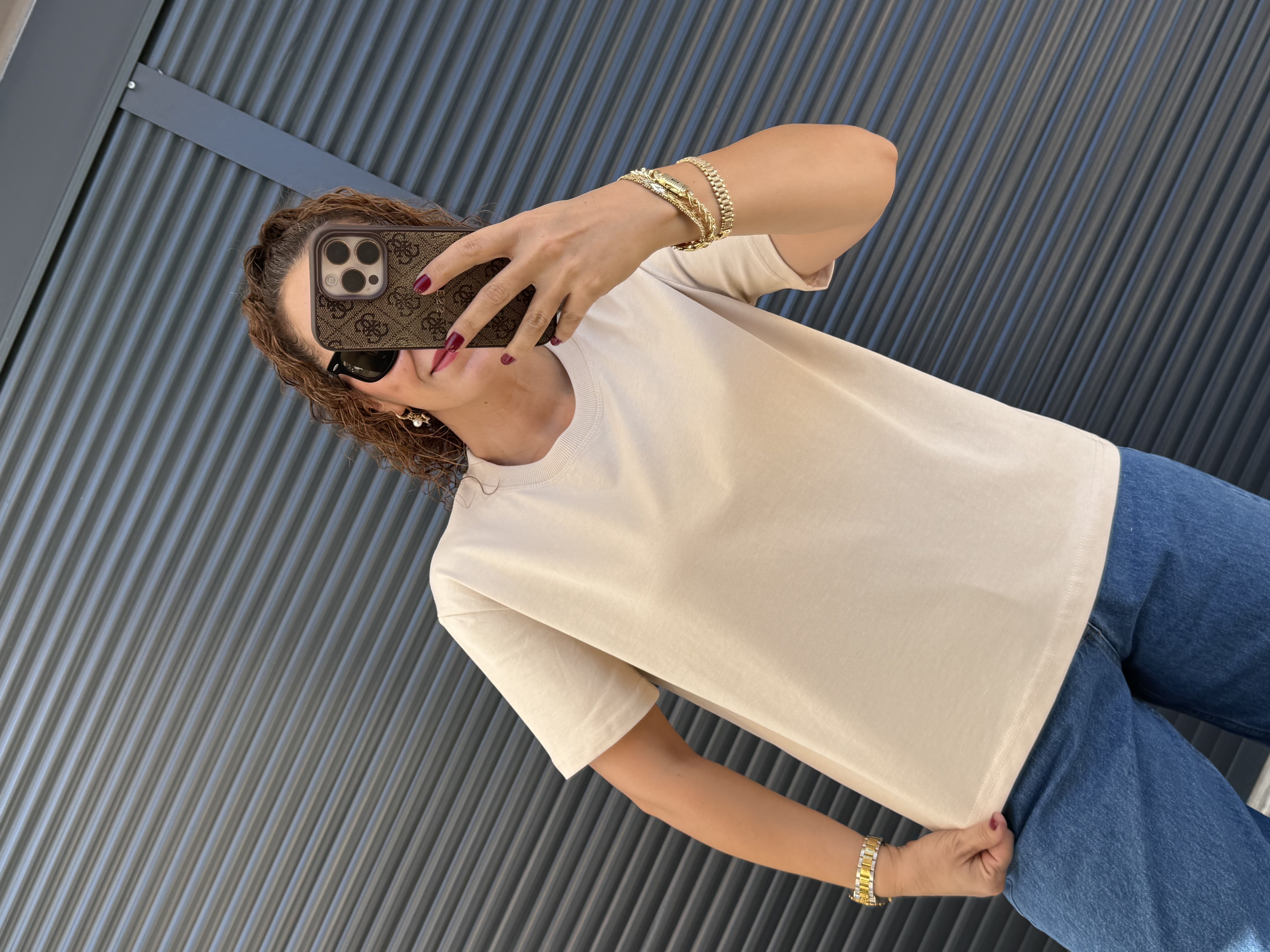 Dilvin Dekoratif Dikişli T-Shirt Taş