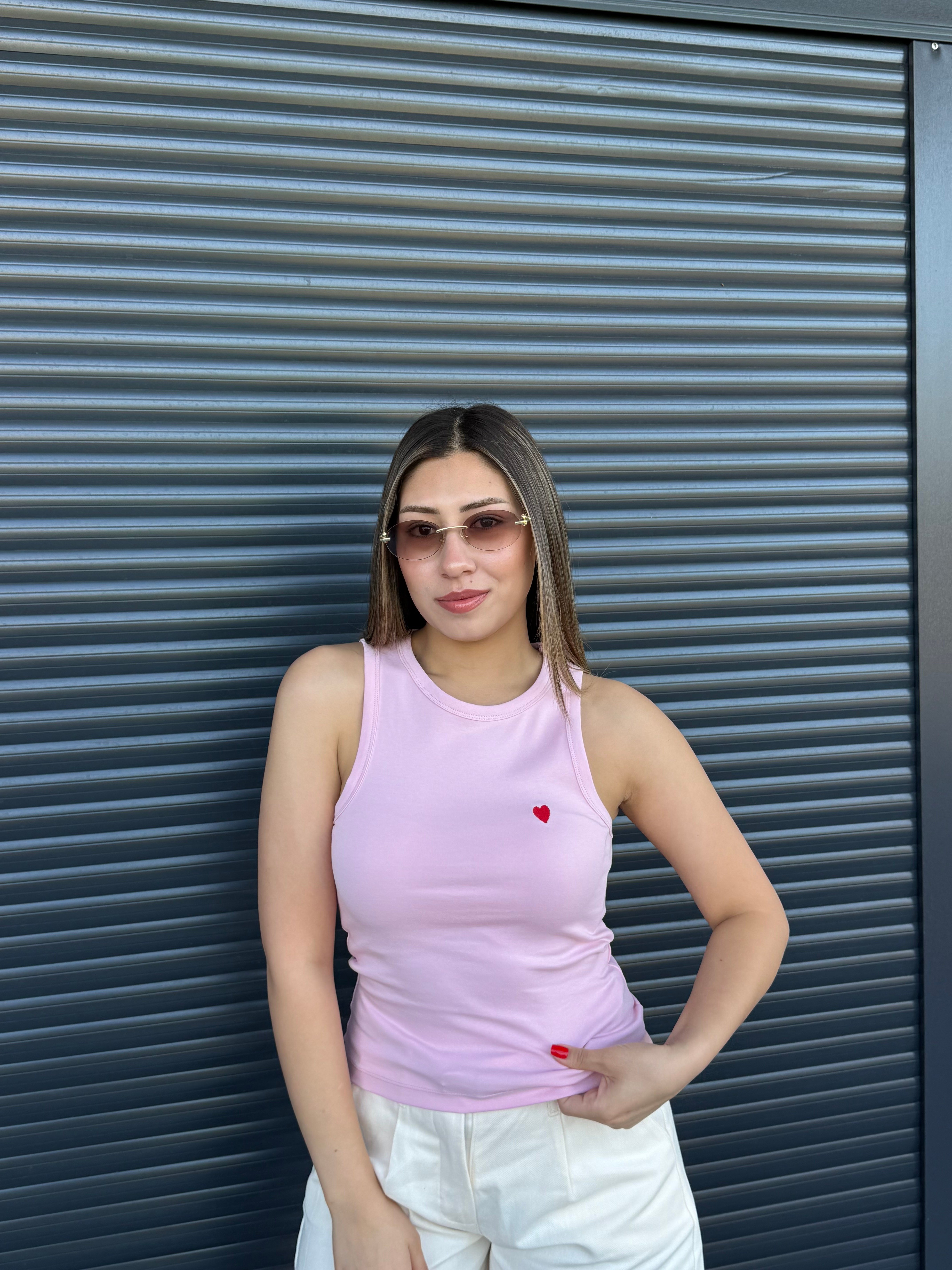 Dilvin Kalp Nakışlı Atlet Pembe
