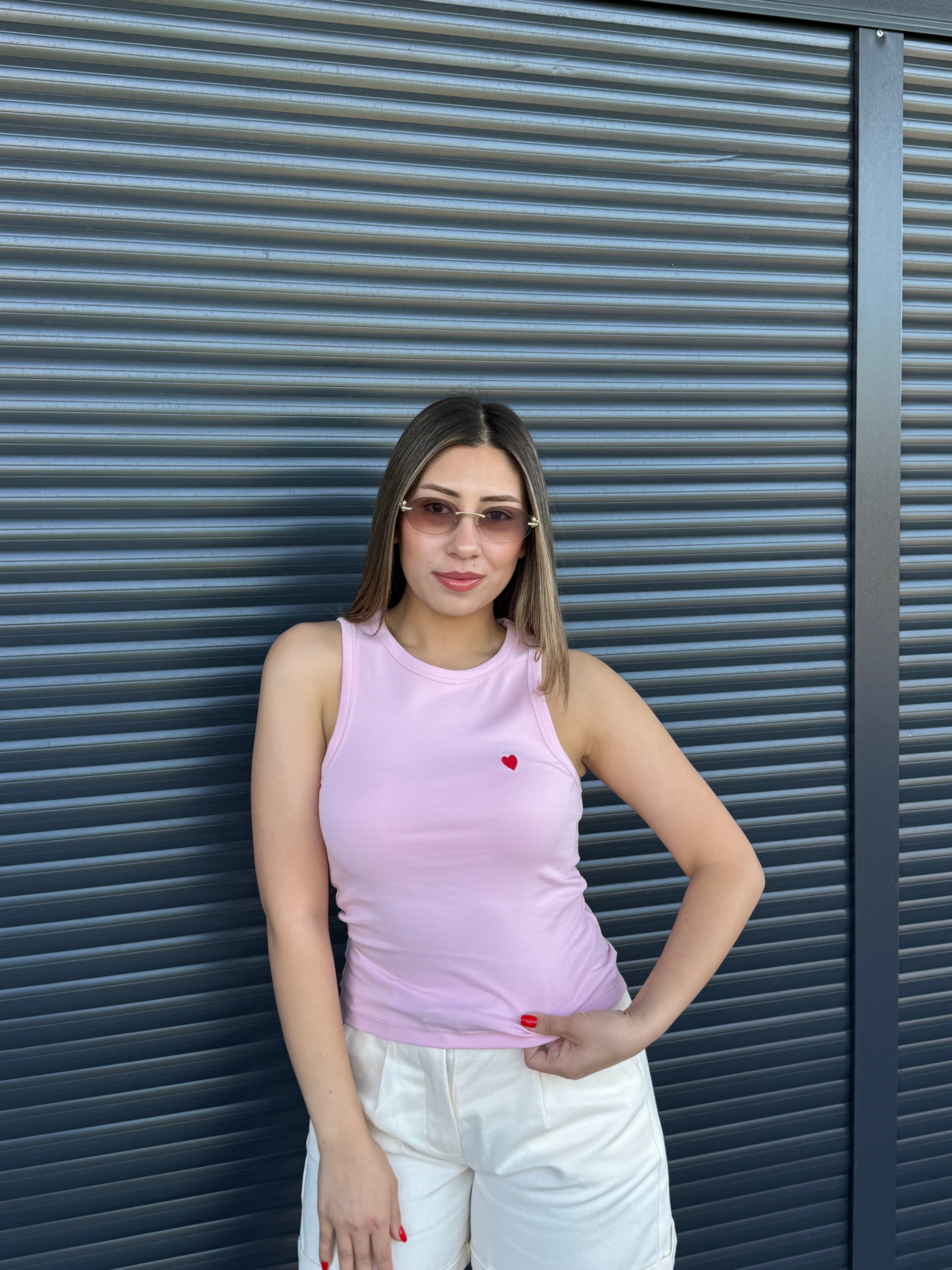 Dilvin Kalp Nakışlı Atlet Pembe