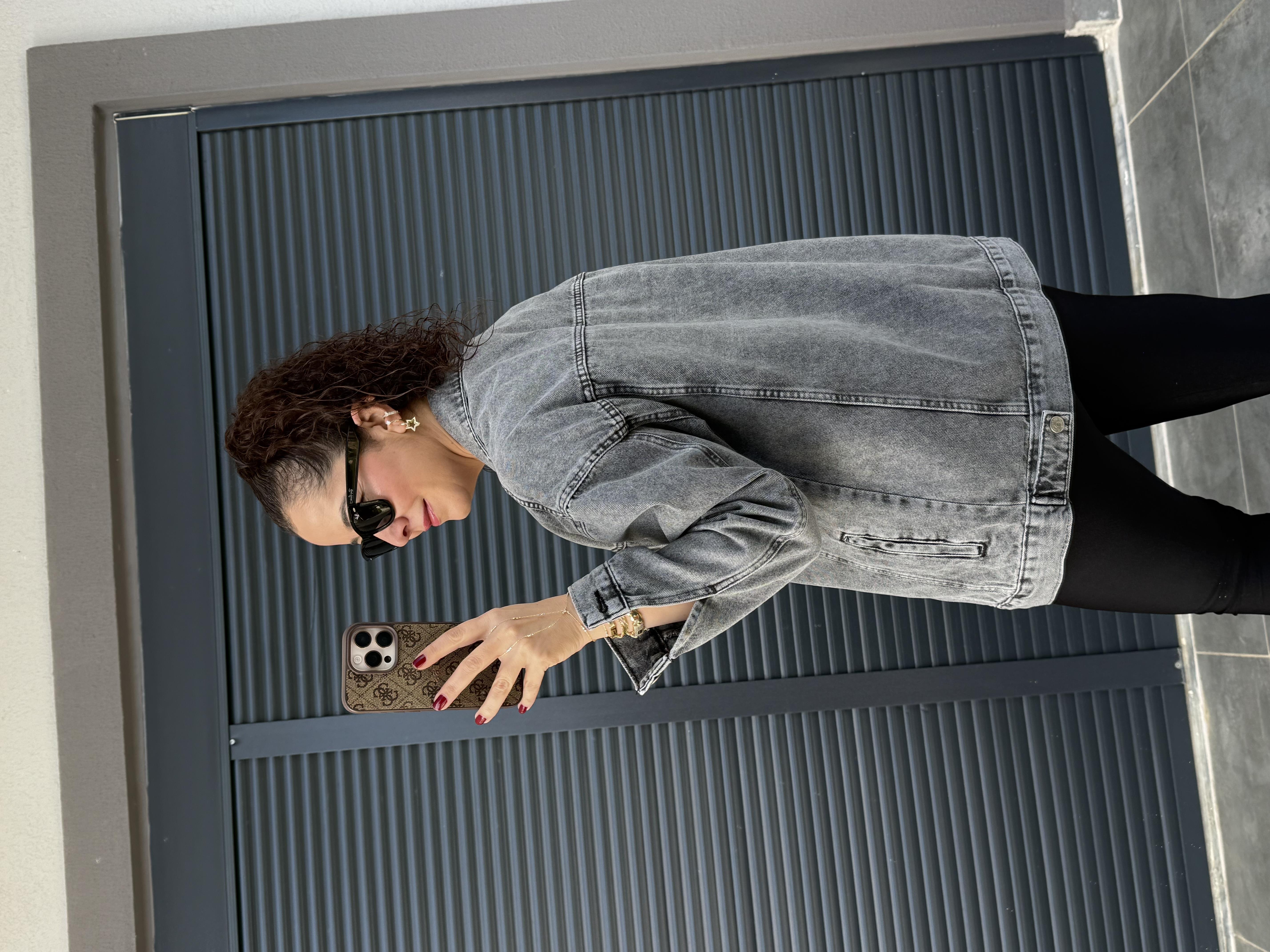 Dilvin Oversize Kot Ceket Füme