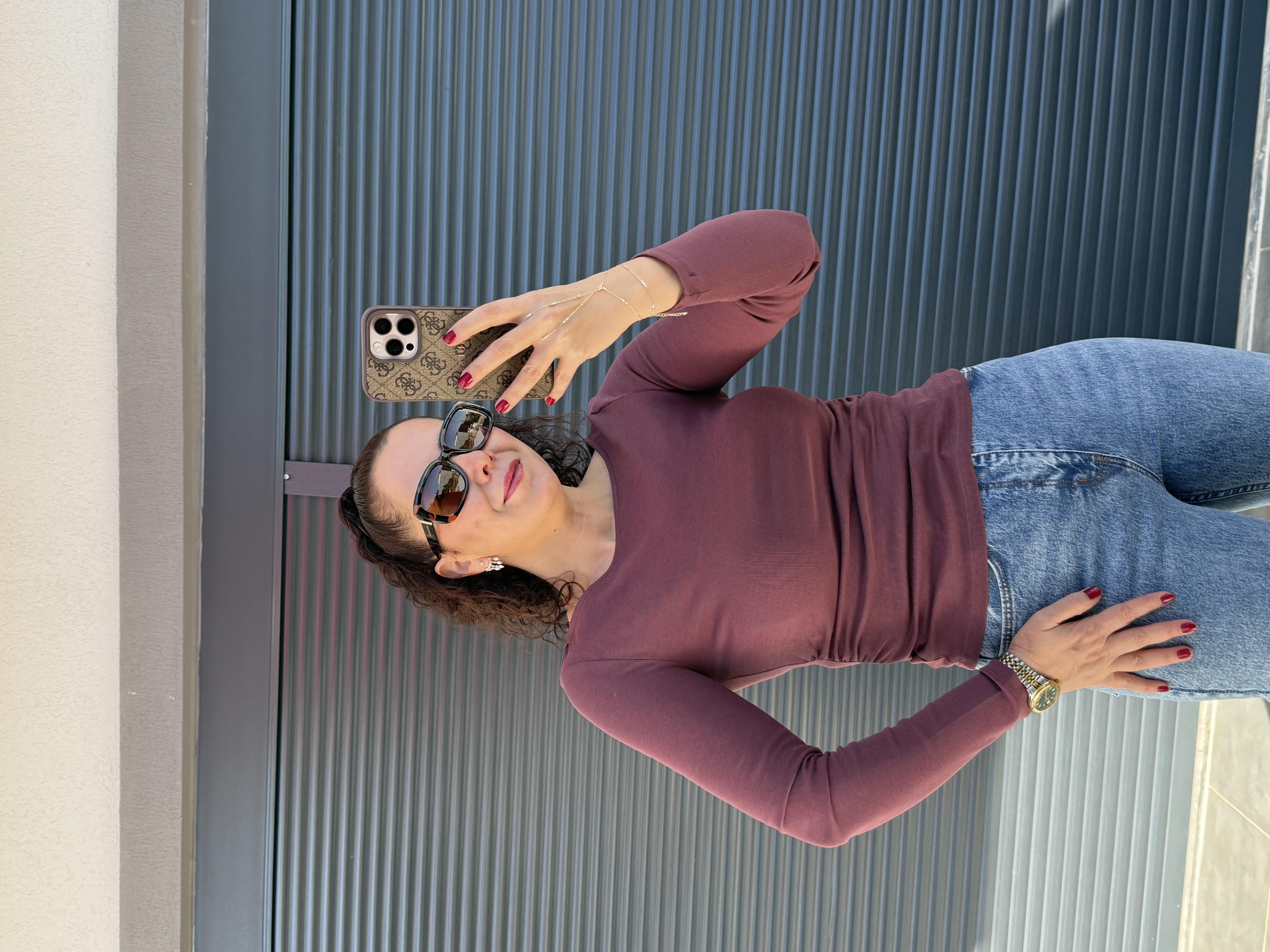 Dilvin Yanları Büzgülü Kayık Yaka Bluz Mürdüm