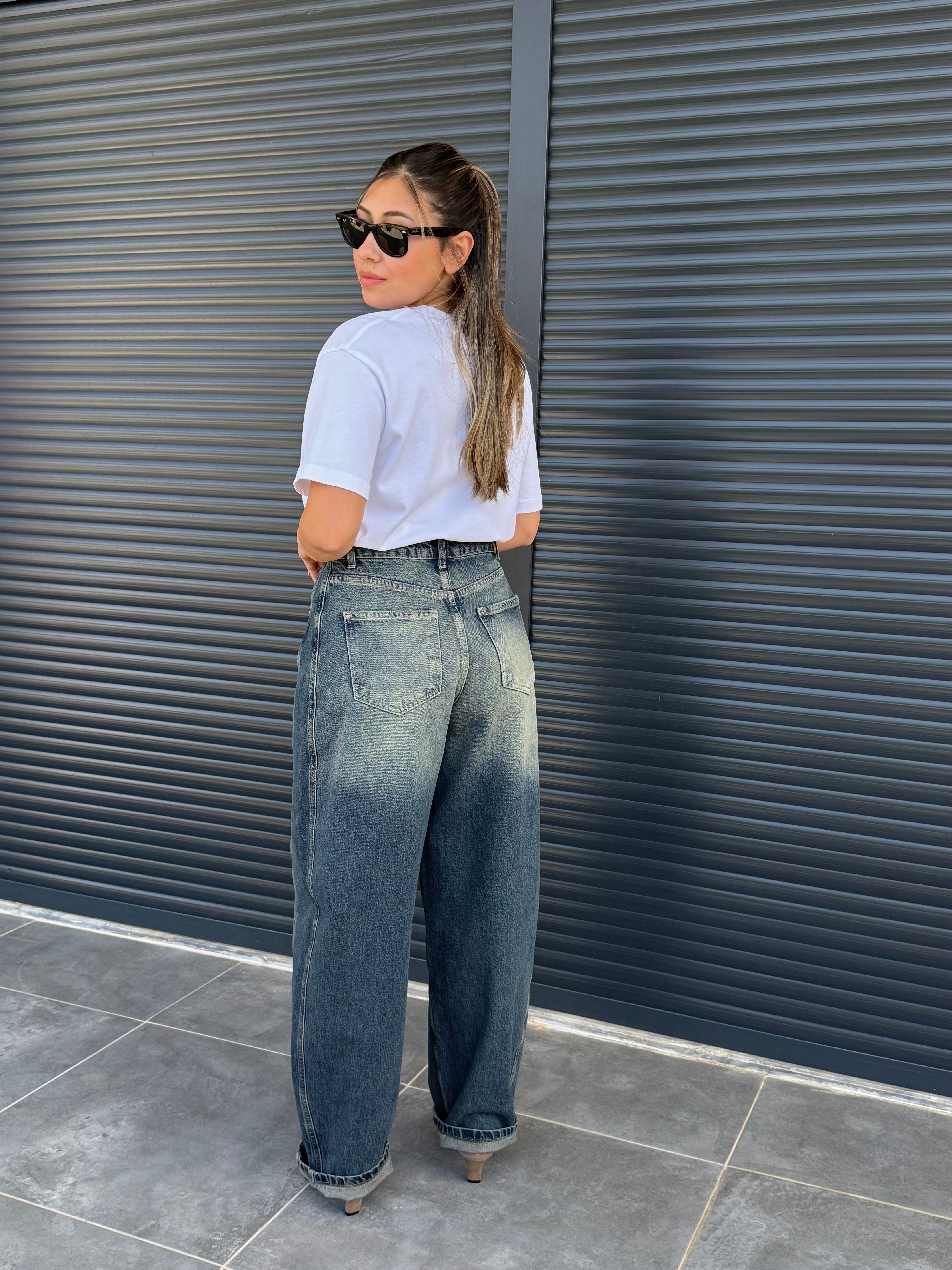 Dilvin Yanları Parçalı Balon Jean Tint