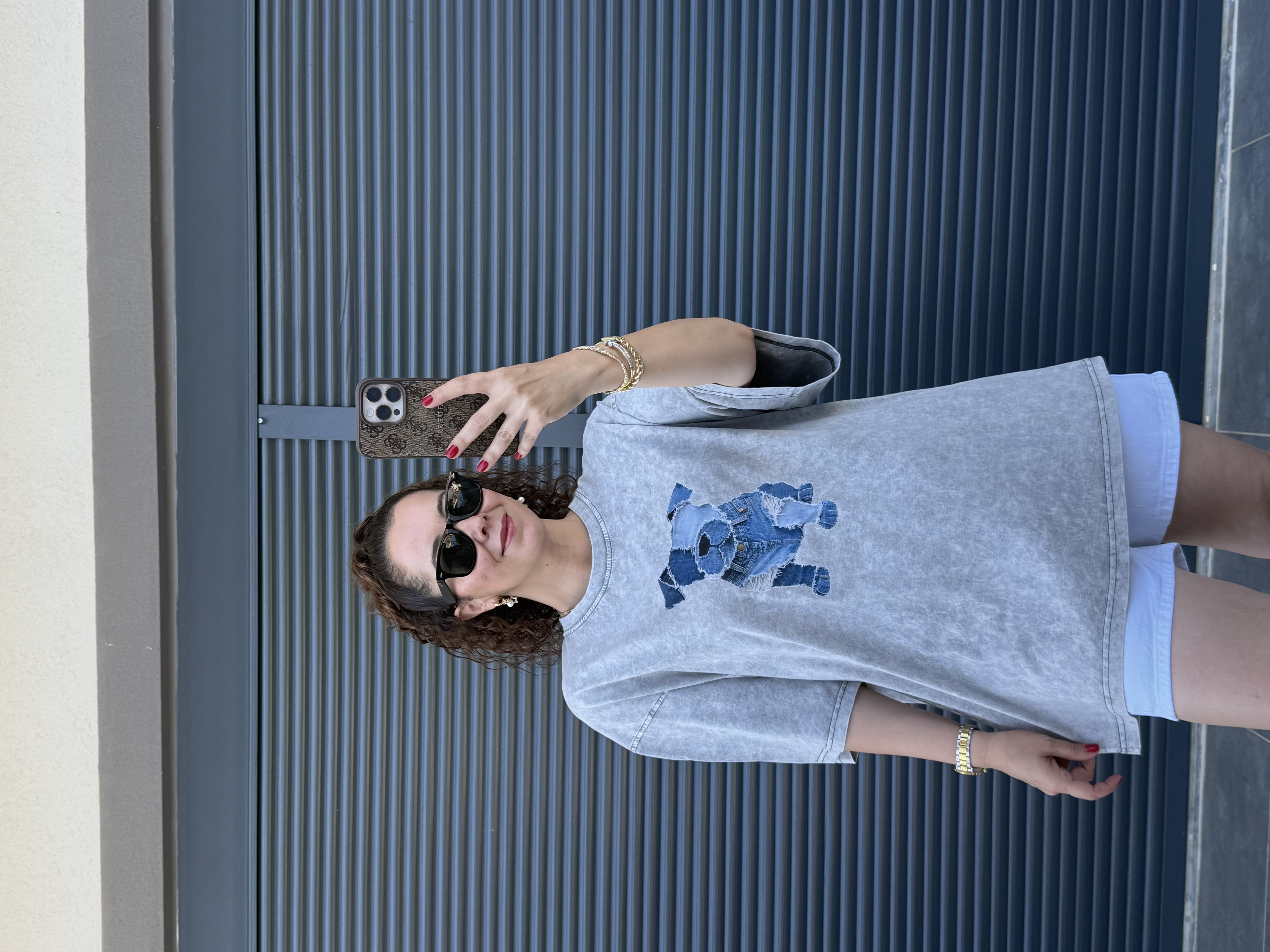Eskitme Dog Oversize T-shirt Gri