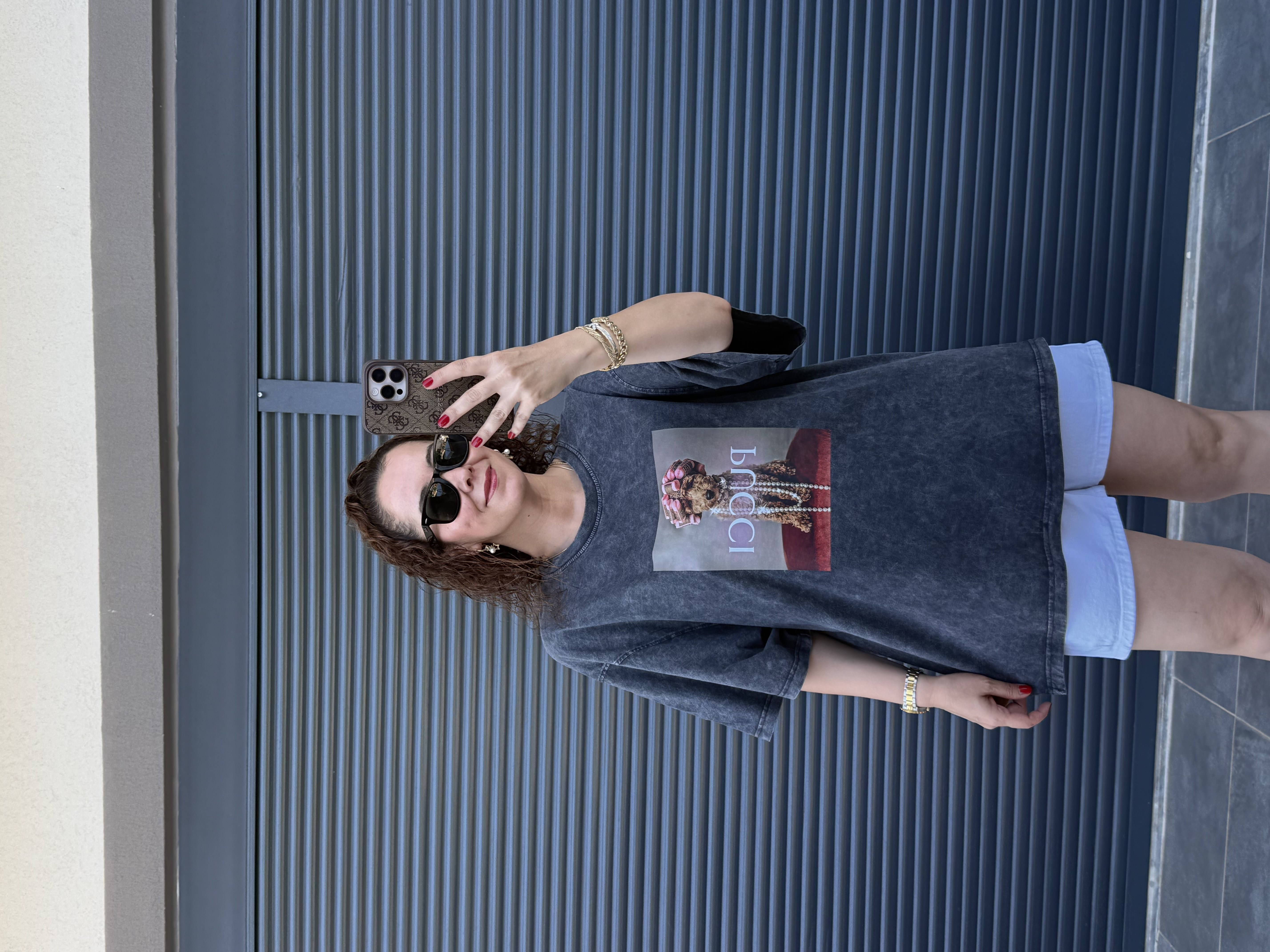 Eskitme Pucci Oversize T-shirt Antrasit
