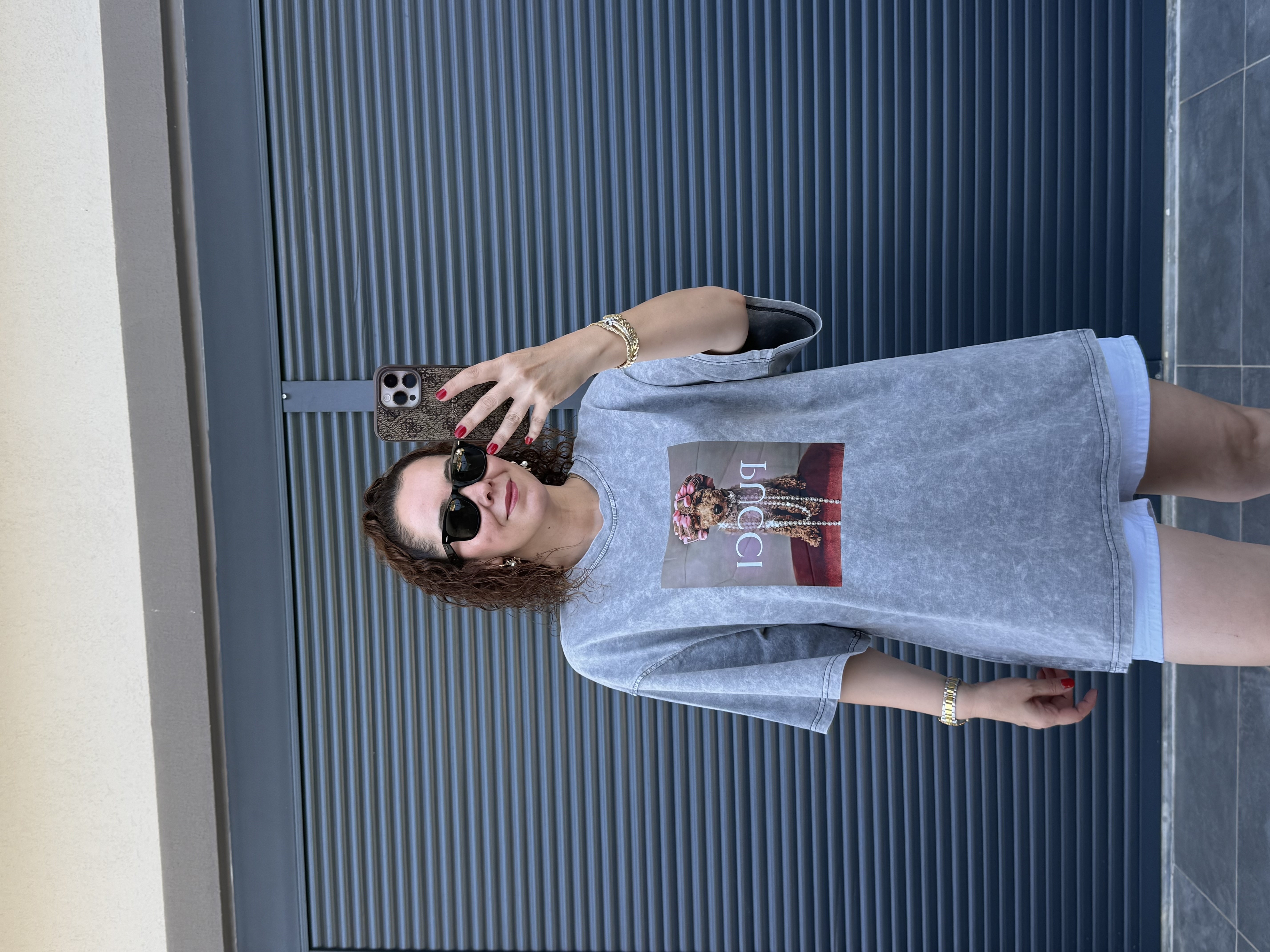 Eskitme Pucci Oversize T-shirt Gri