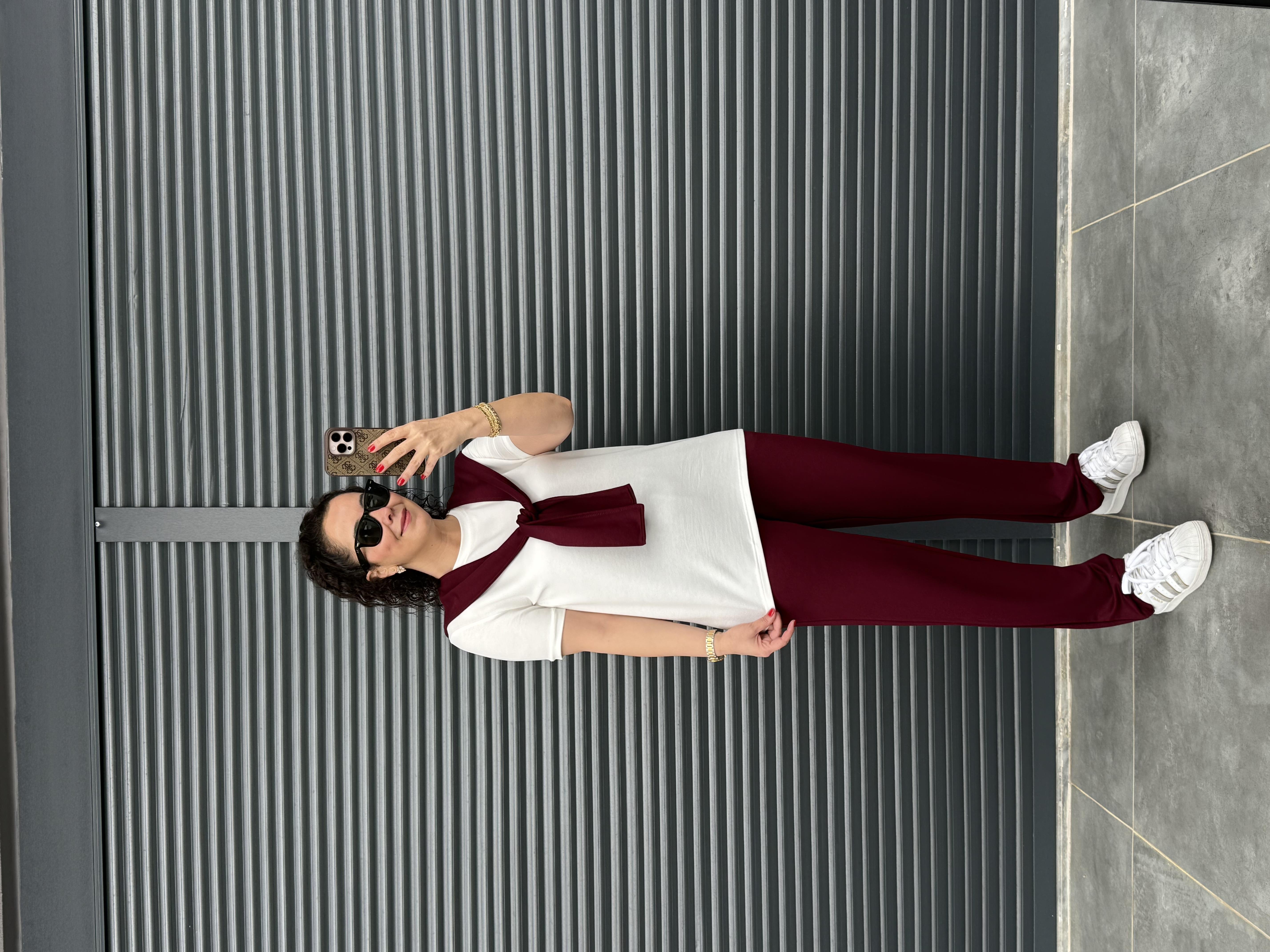 Fularlı Basic Takım Bordo