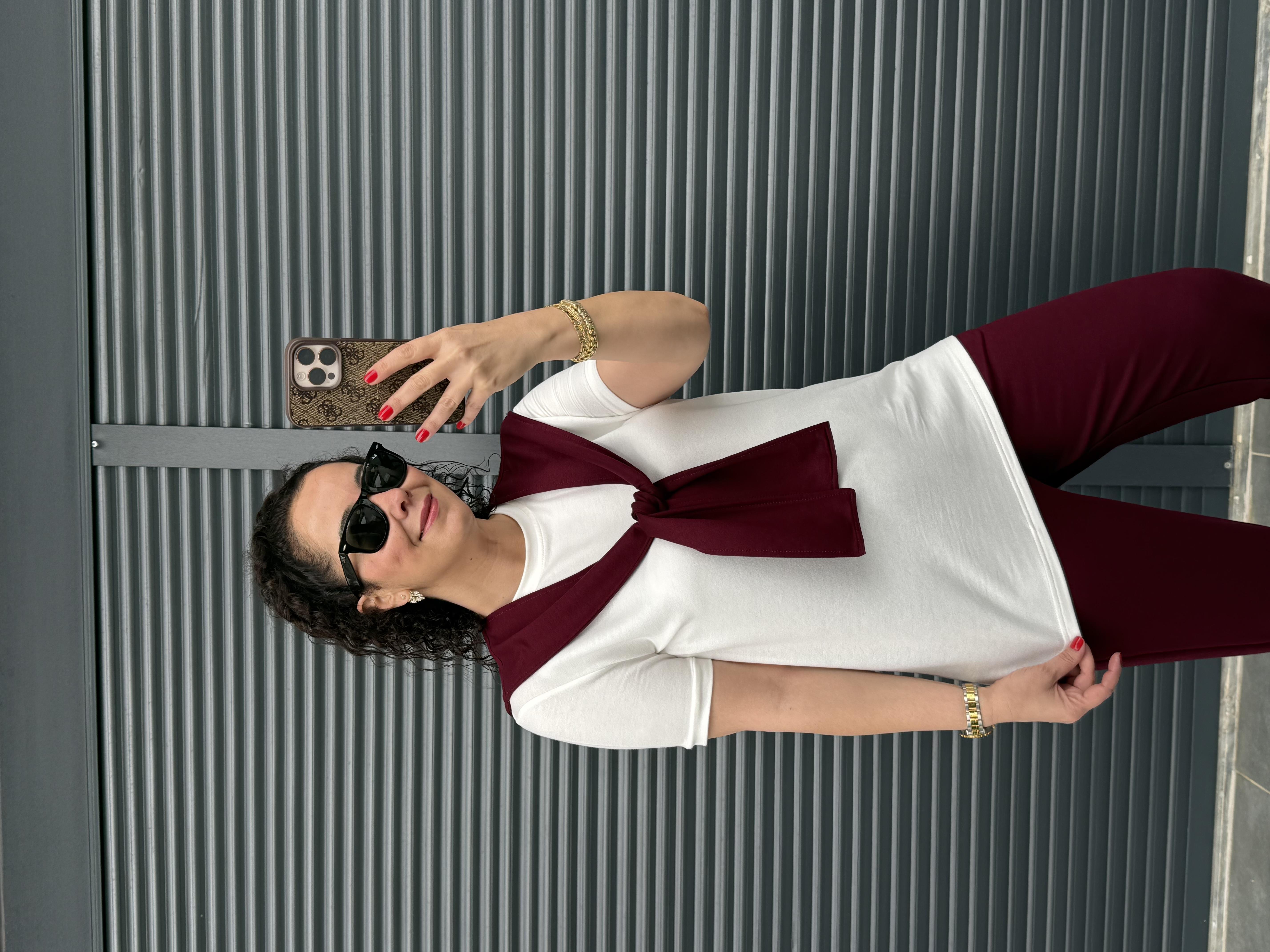 Fularlı Basic Takım Bordo