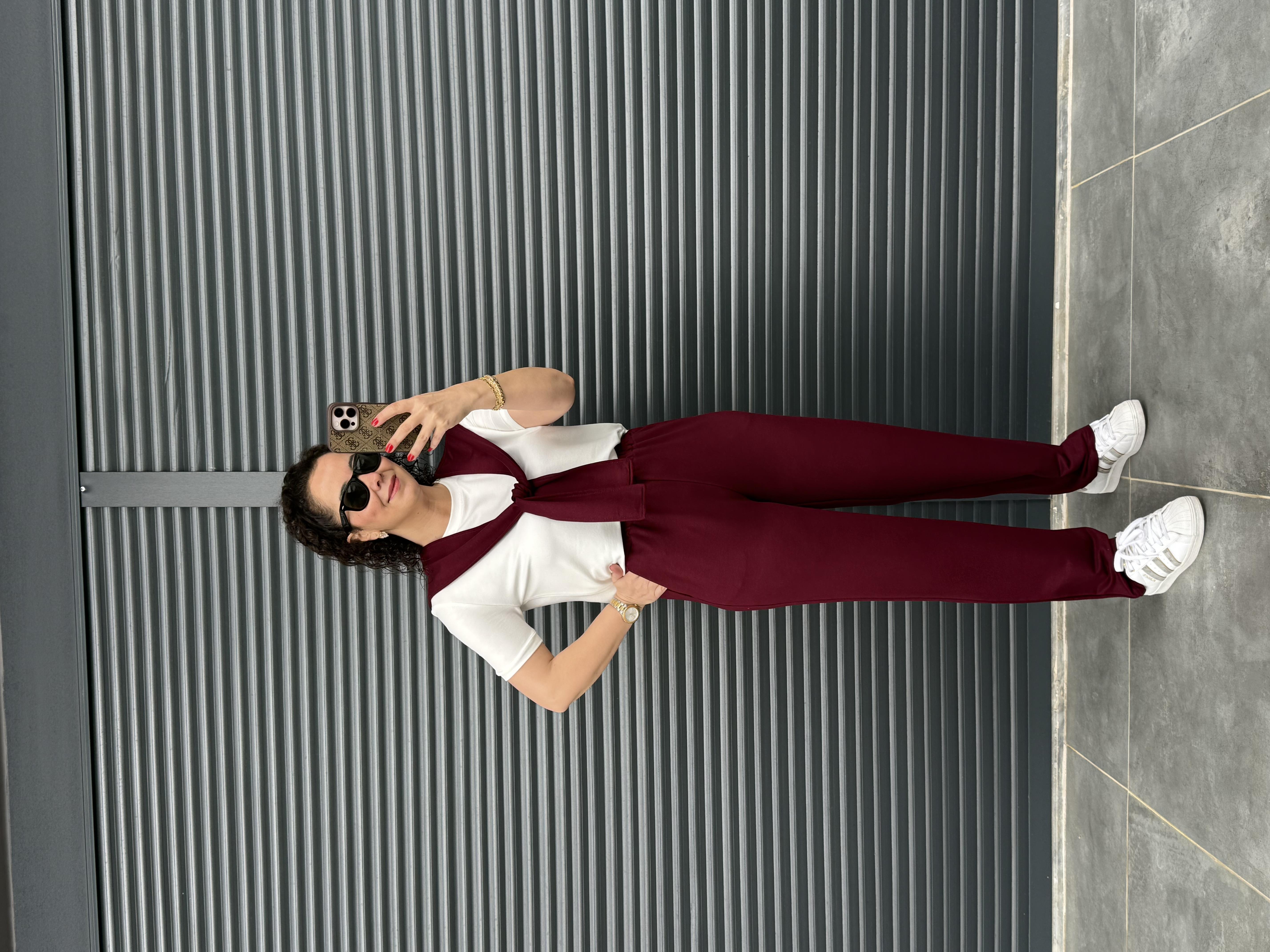 Fularlı Basic Takım Bordo