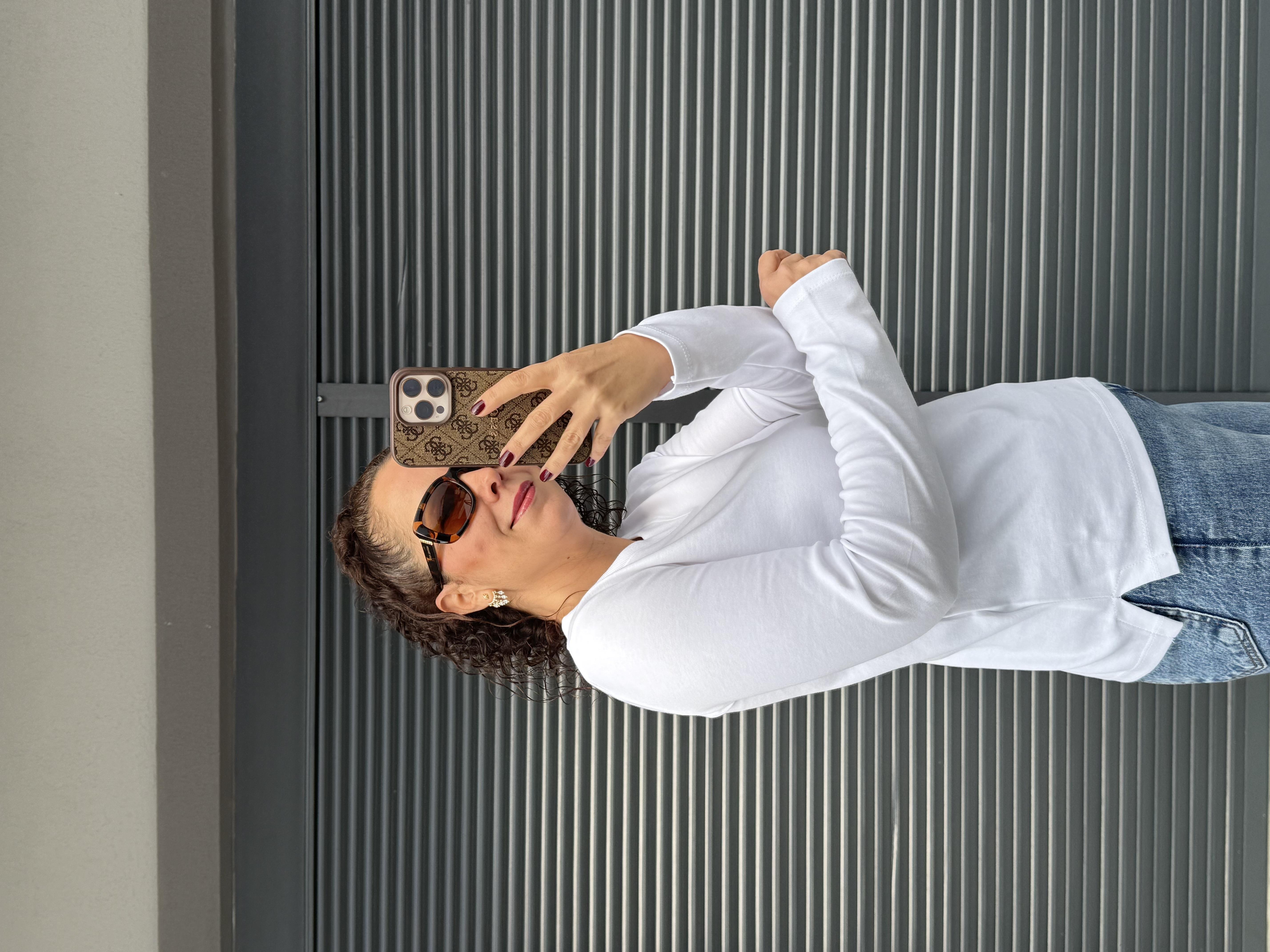 Karol Ribanalı Basic Bluz Beyaz
