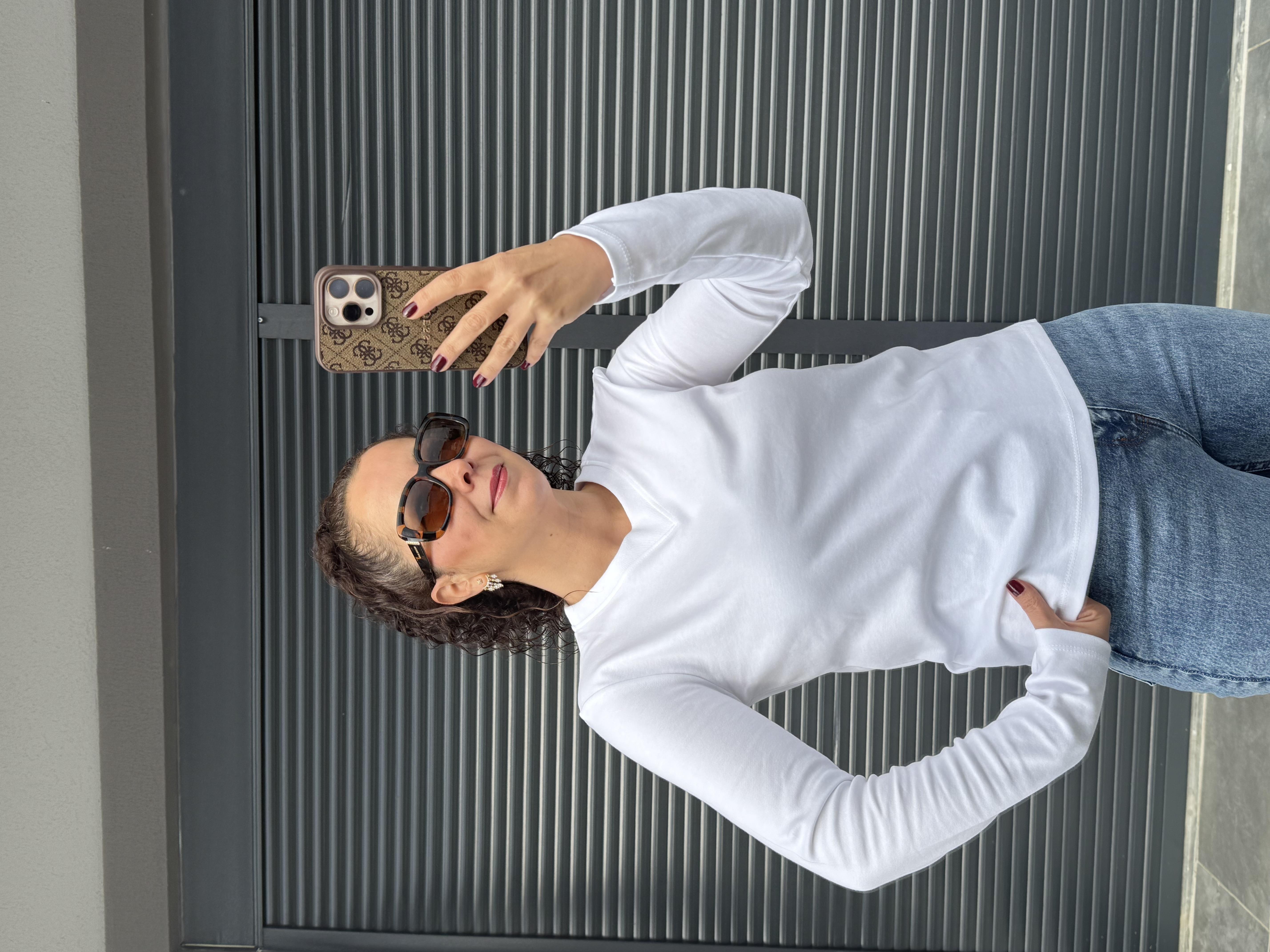 Karol Ribanalı Basic Bluz Beyaz