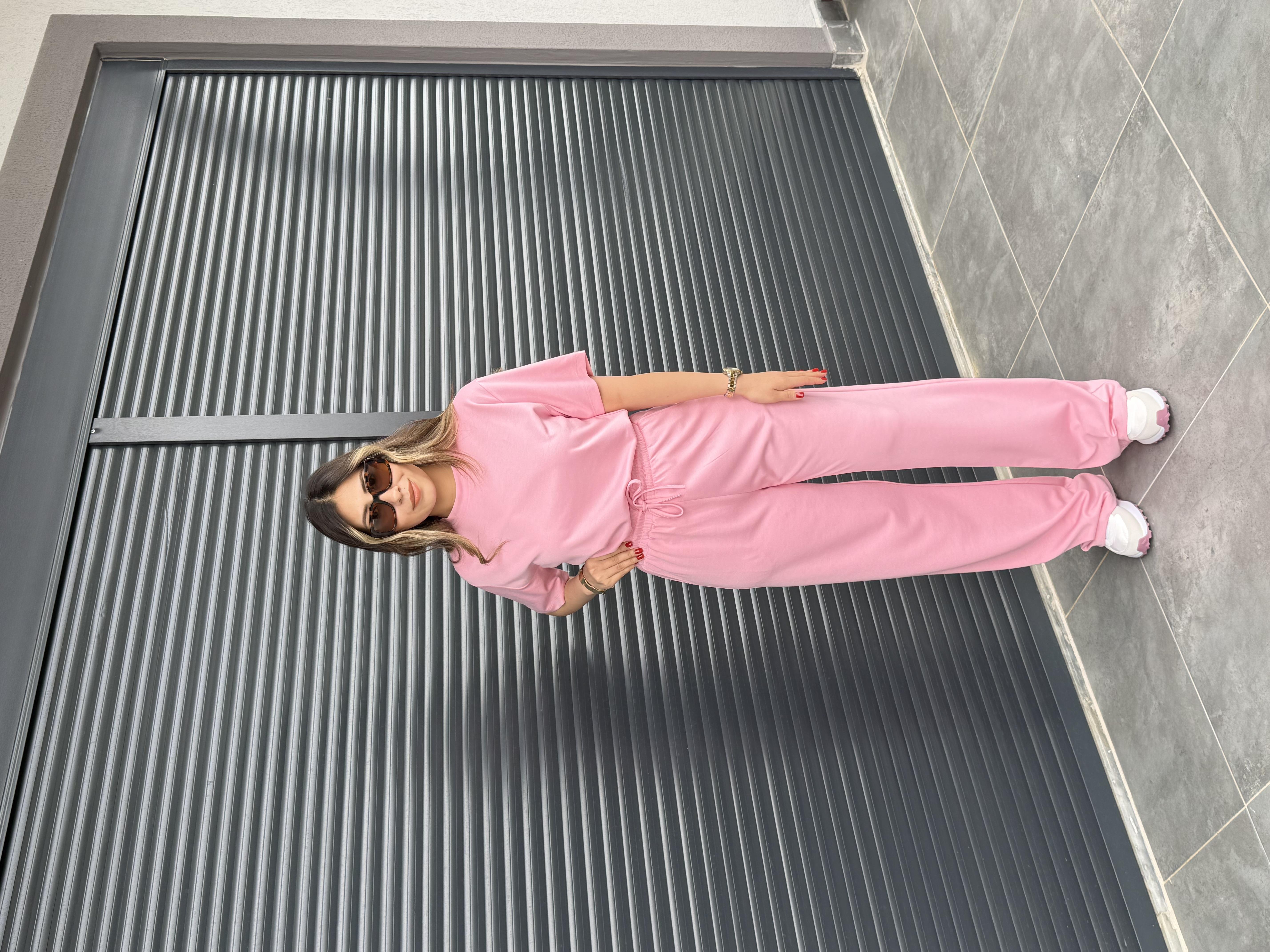 Kısa Kollu T-shirt Pantolon Takım Pembe