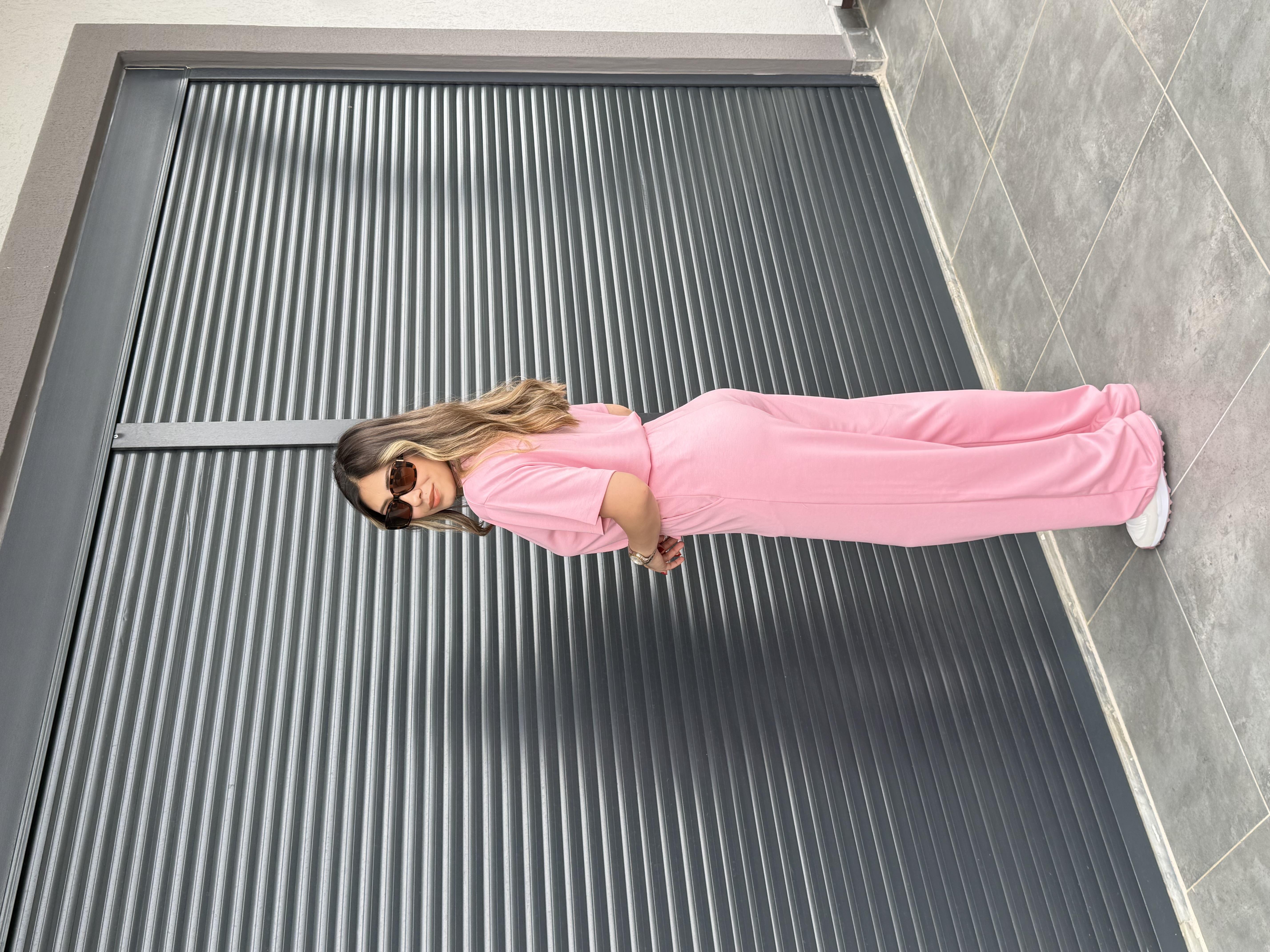 Kısa Kollu T-shirt Pantolon Takım Pembe
