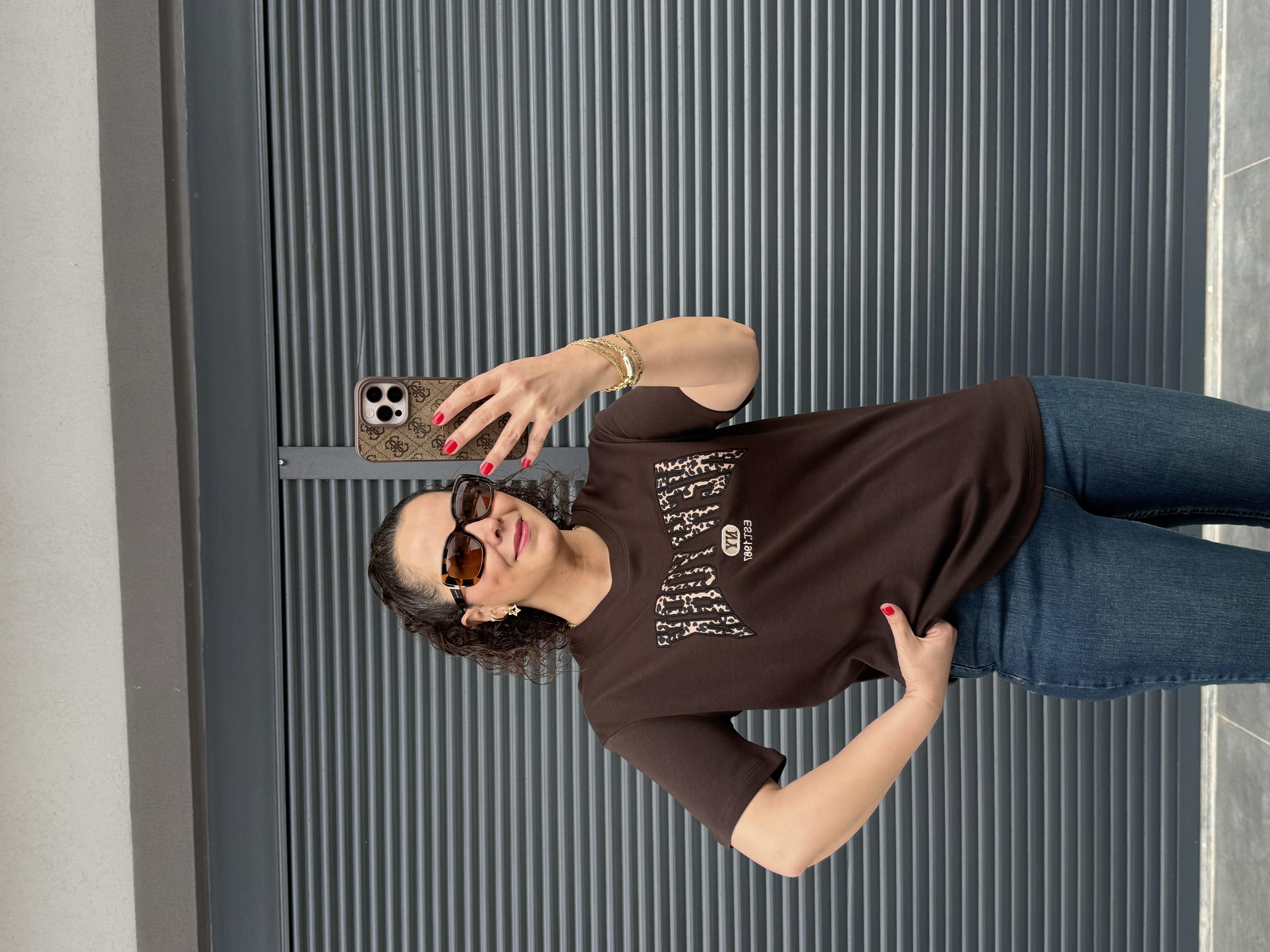 Leopar New York T-Shirt  Acı Kahve