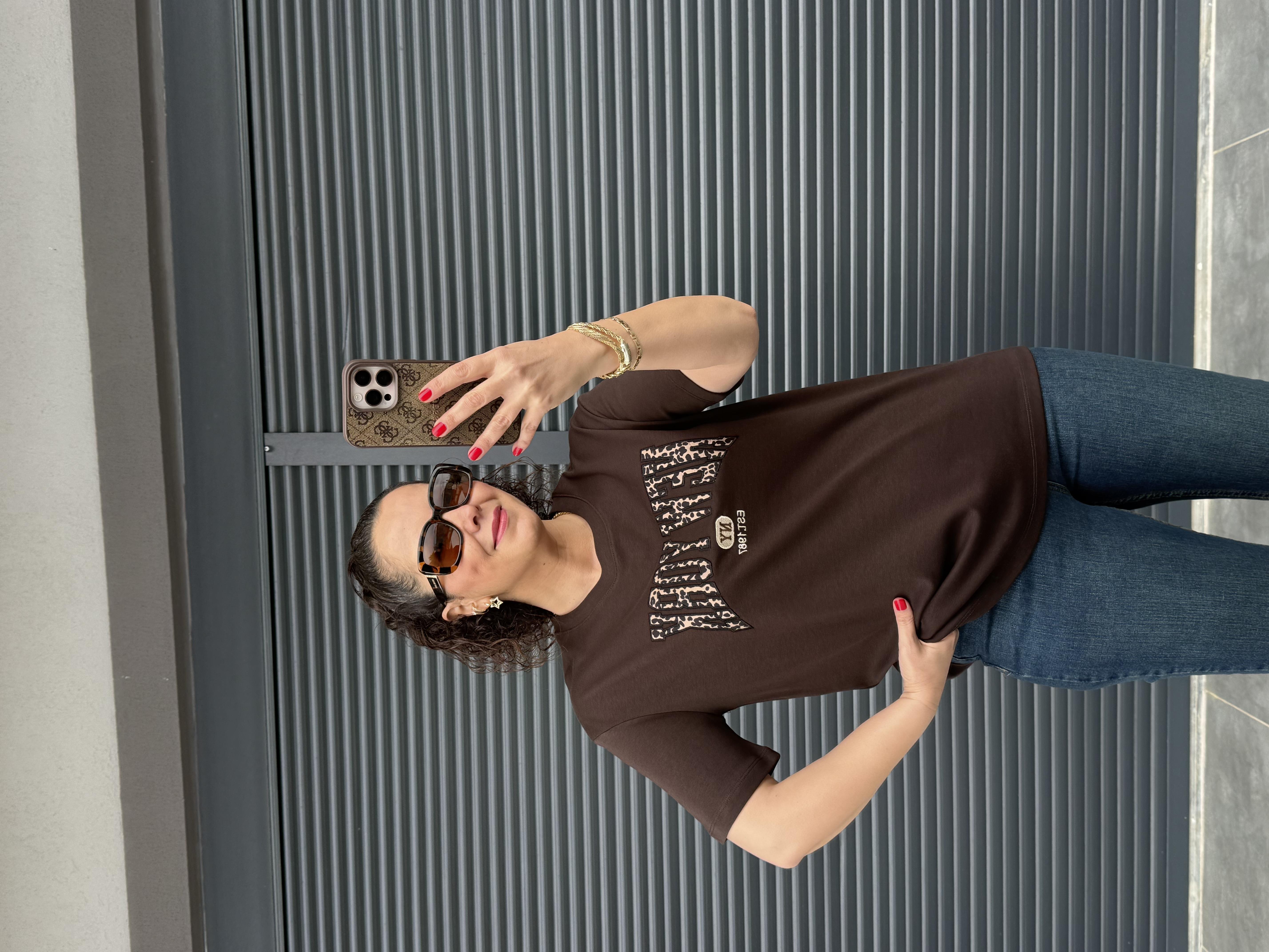 Leopar New York T-Shirt  Acı Kahve