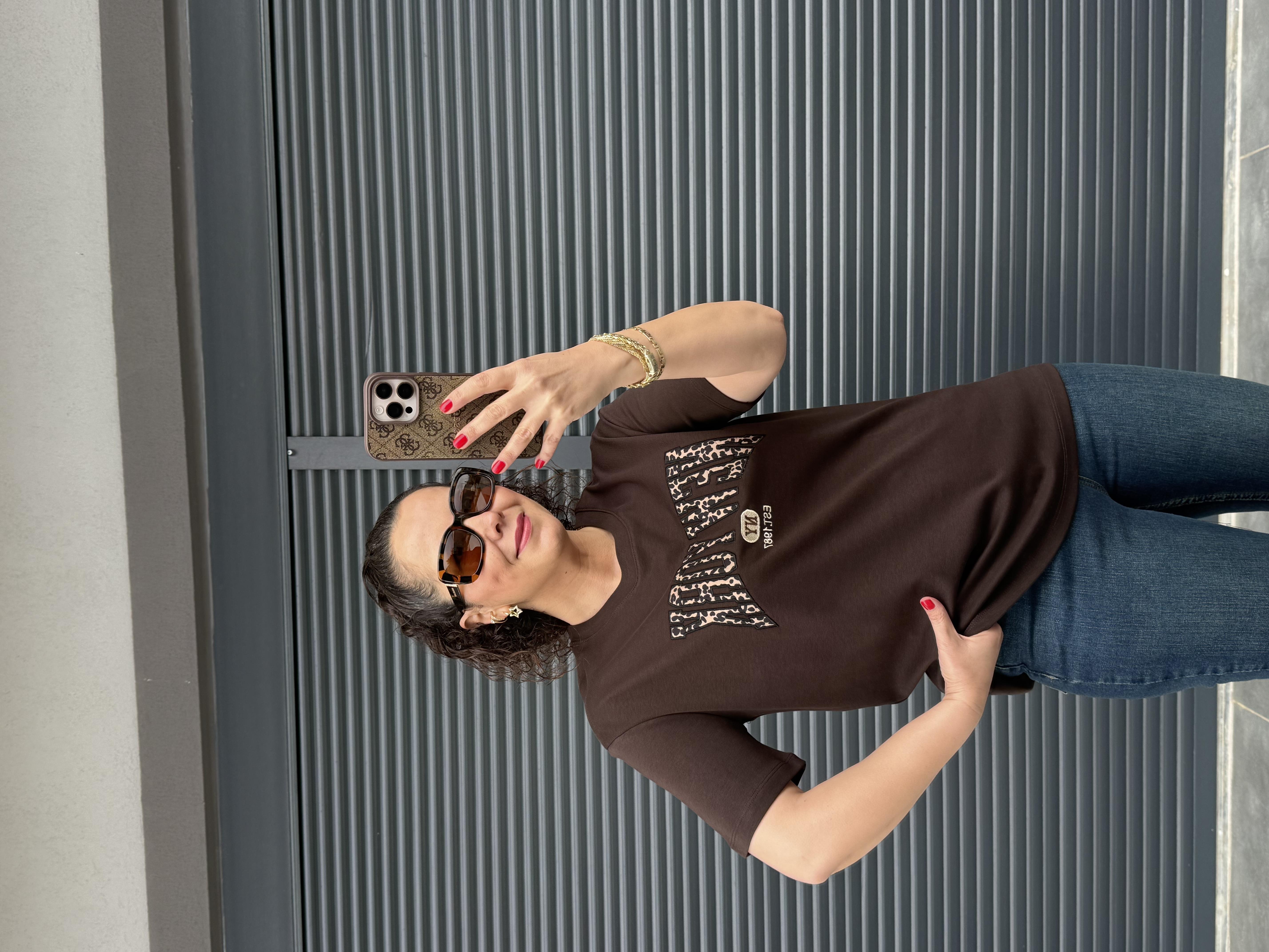 Leopar New York T-Shirt  Acı Kahve