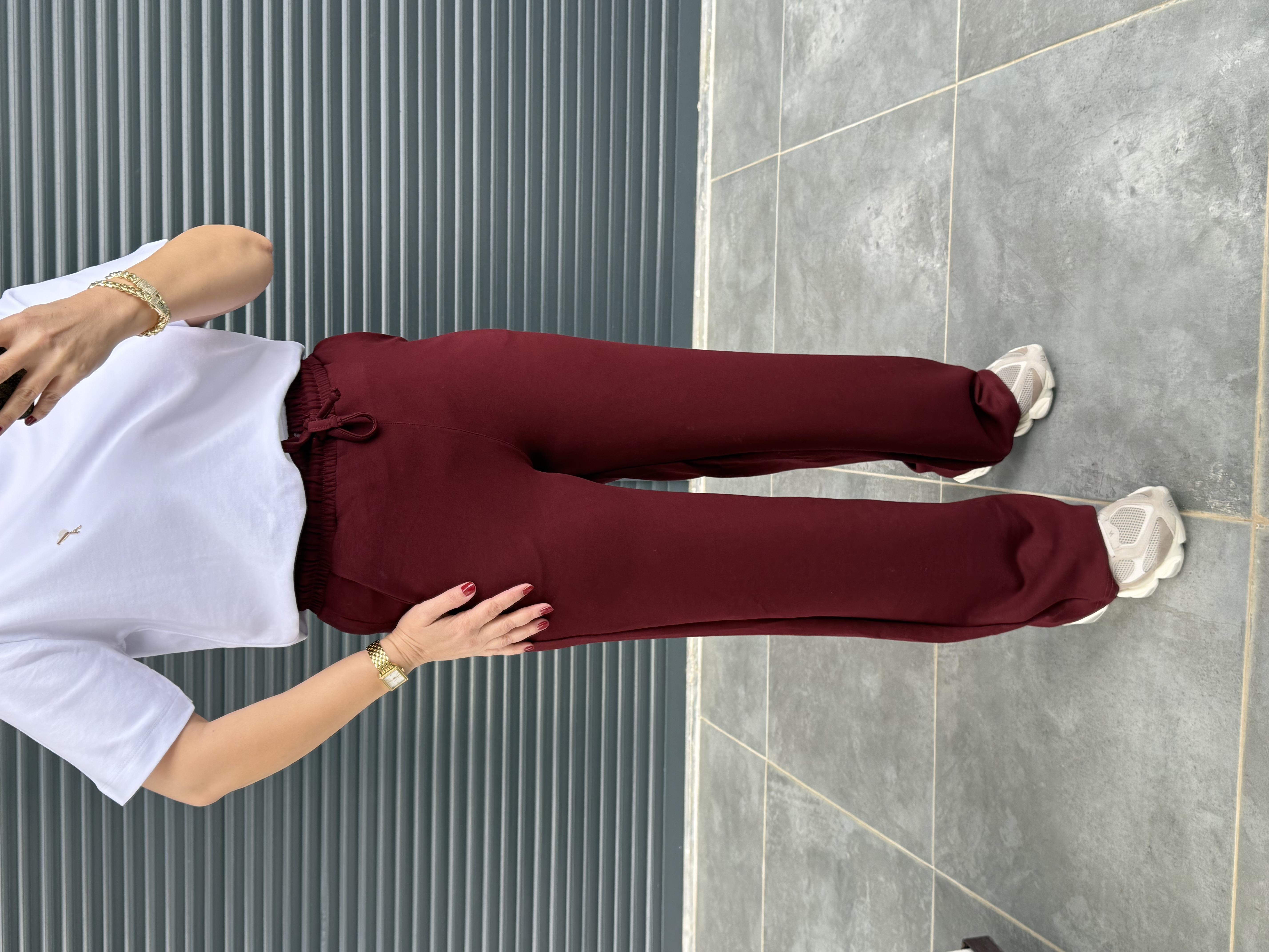 Modal Kumaş Boru Paça Eşofman Altı Bordo