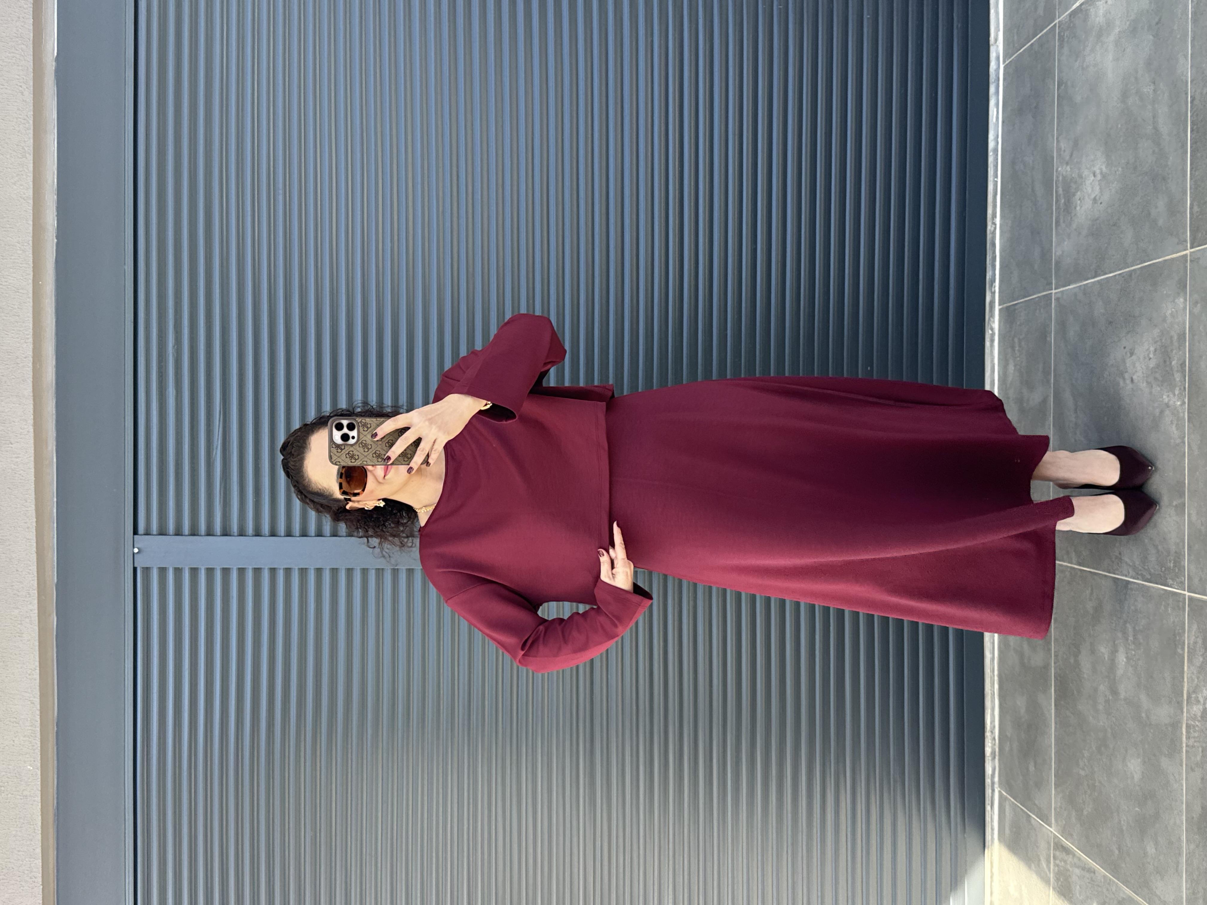 Modal Kumaş Elbise Bluz Takım Bordo