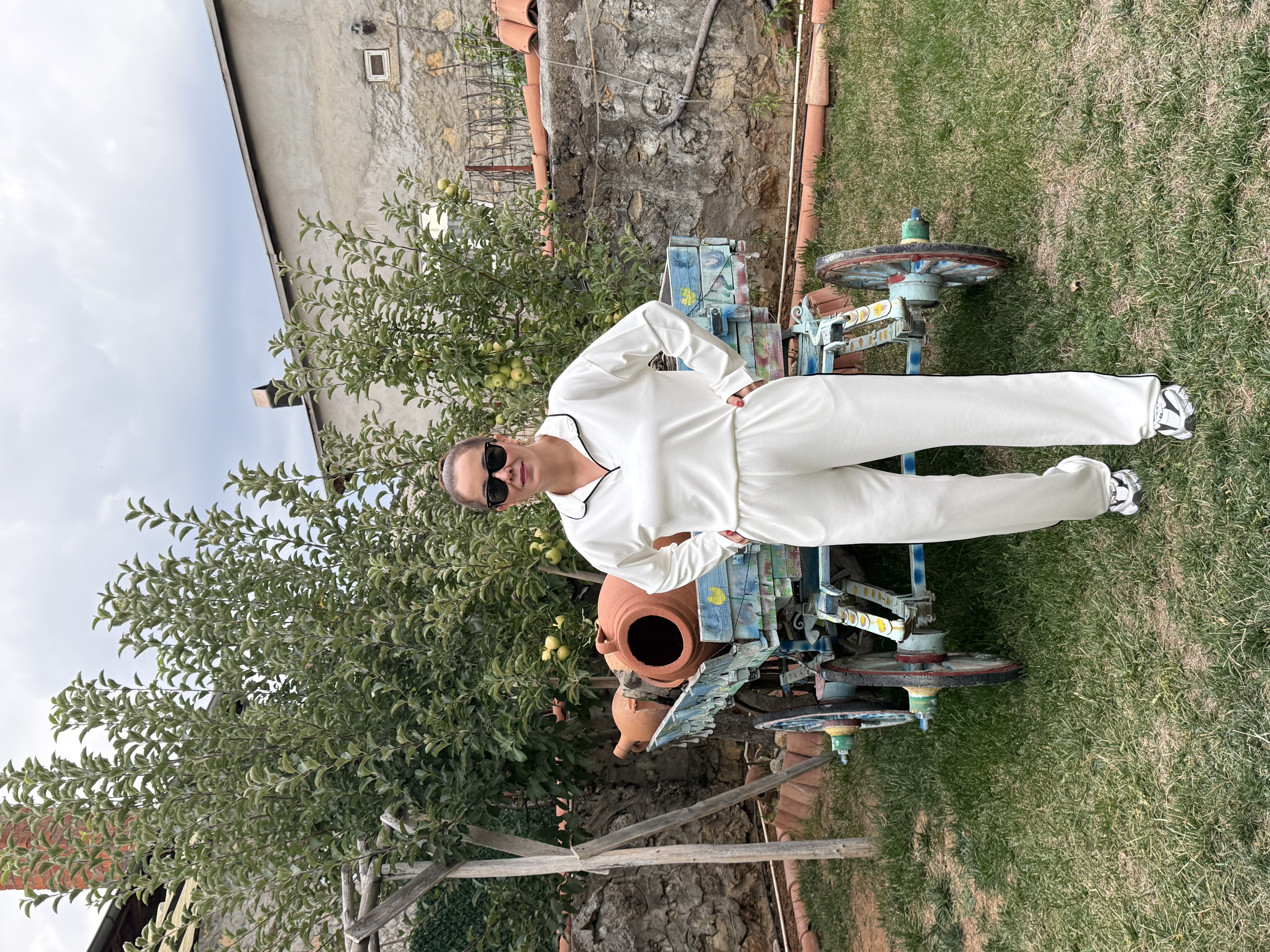 Modal Kumaş Polo Yaka Şeritli Takım Beyaz