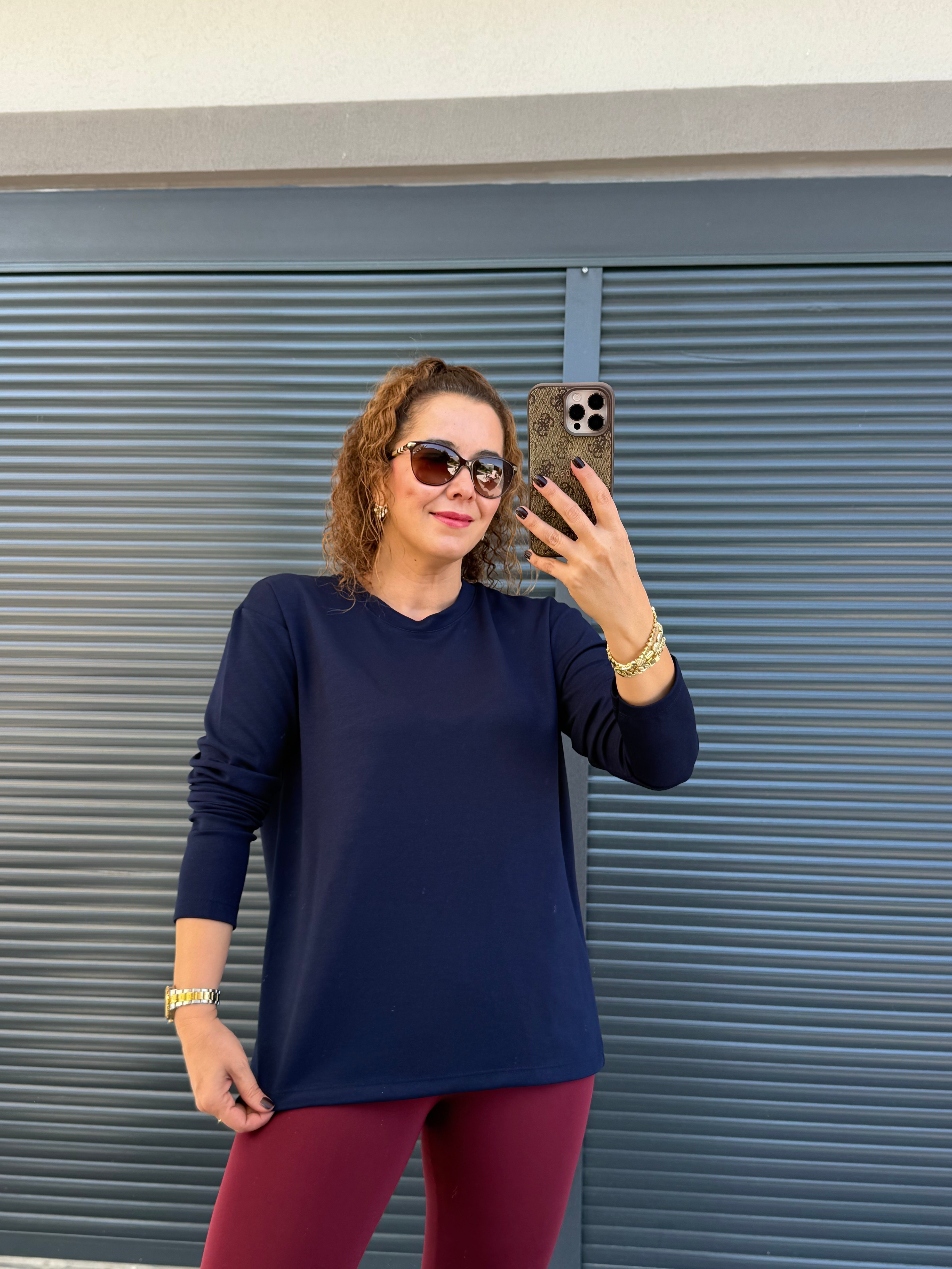 Modal Kumaş Uzun Kollu Basic Lacivert 