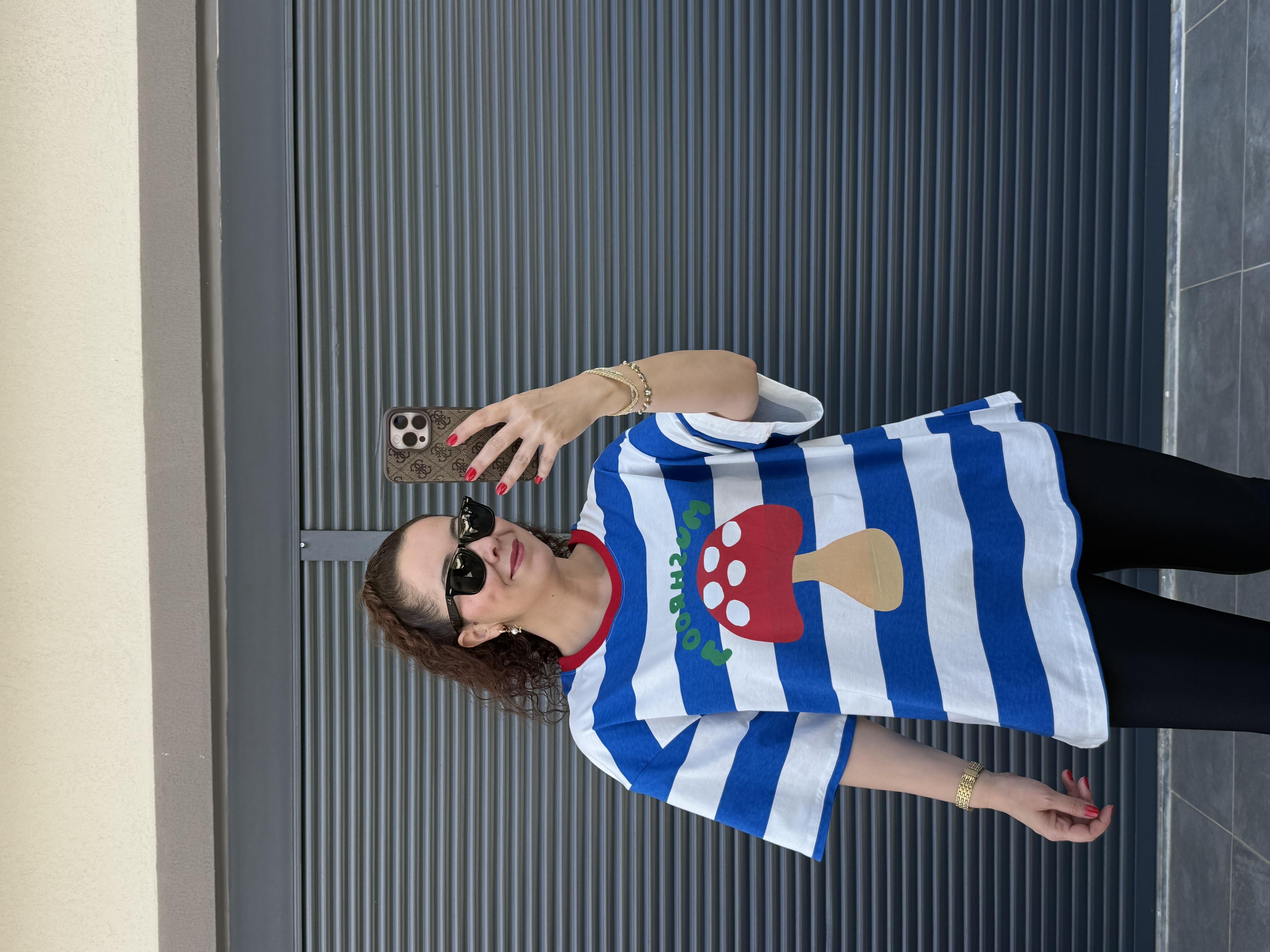 Mushroom Çizgili Oversize T-shirt