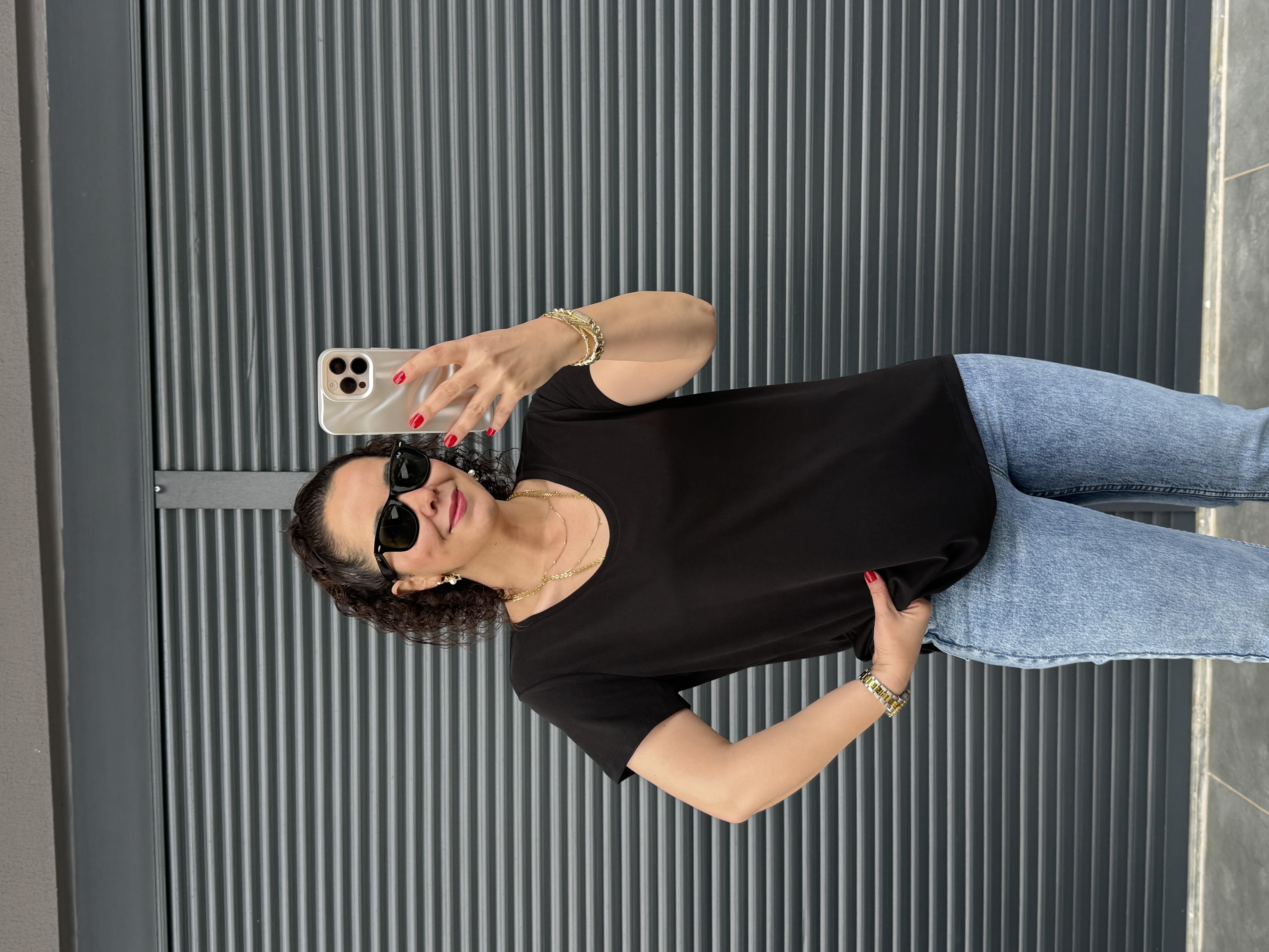 Premium Oval Yaka İthal Modal T-shirt Siyah