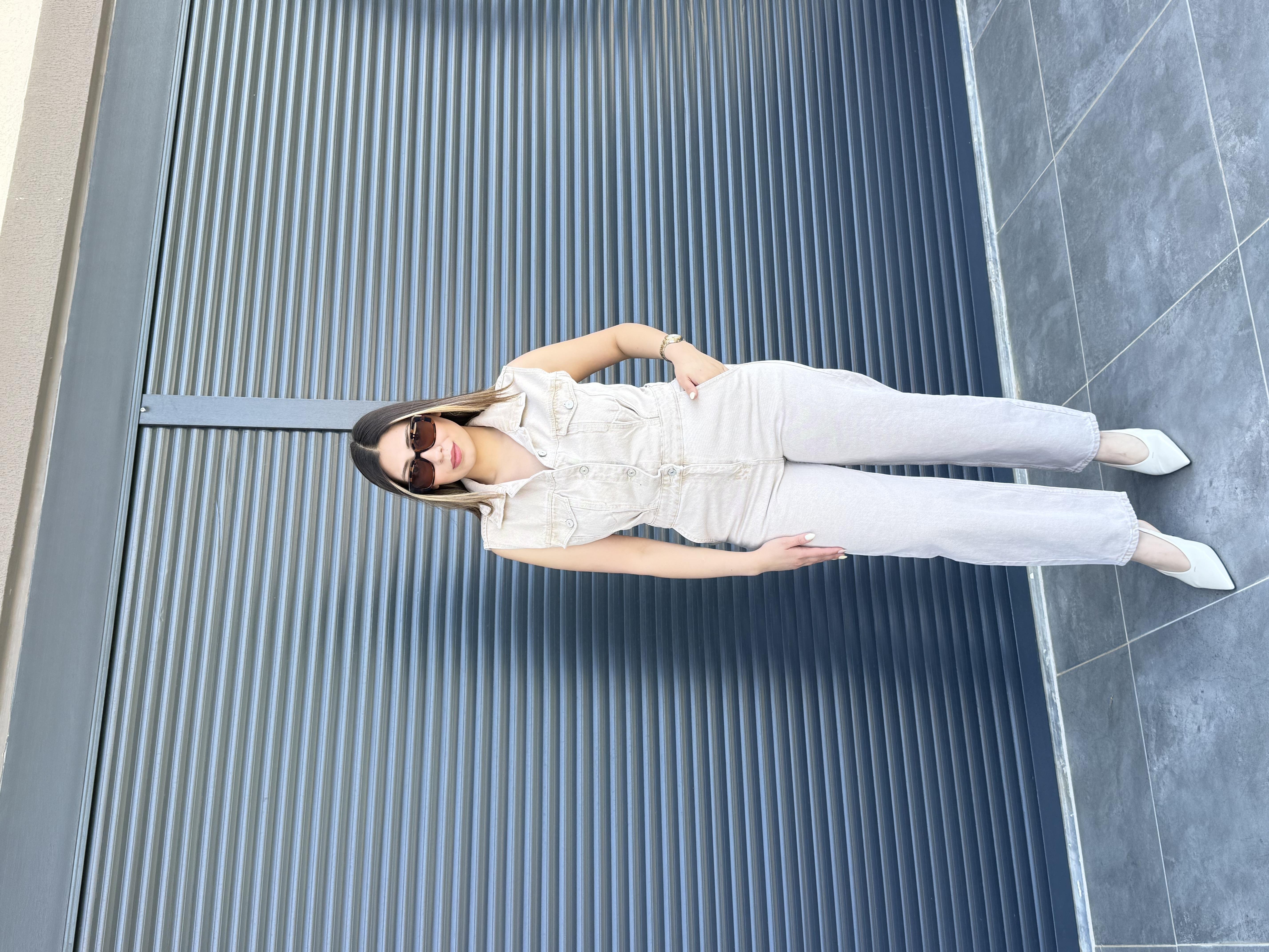 Premium Bej Denim Tulum