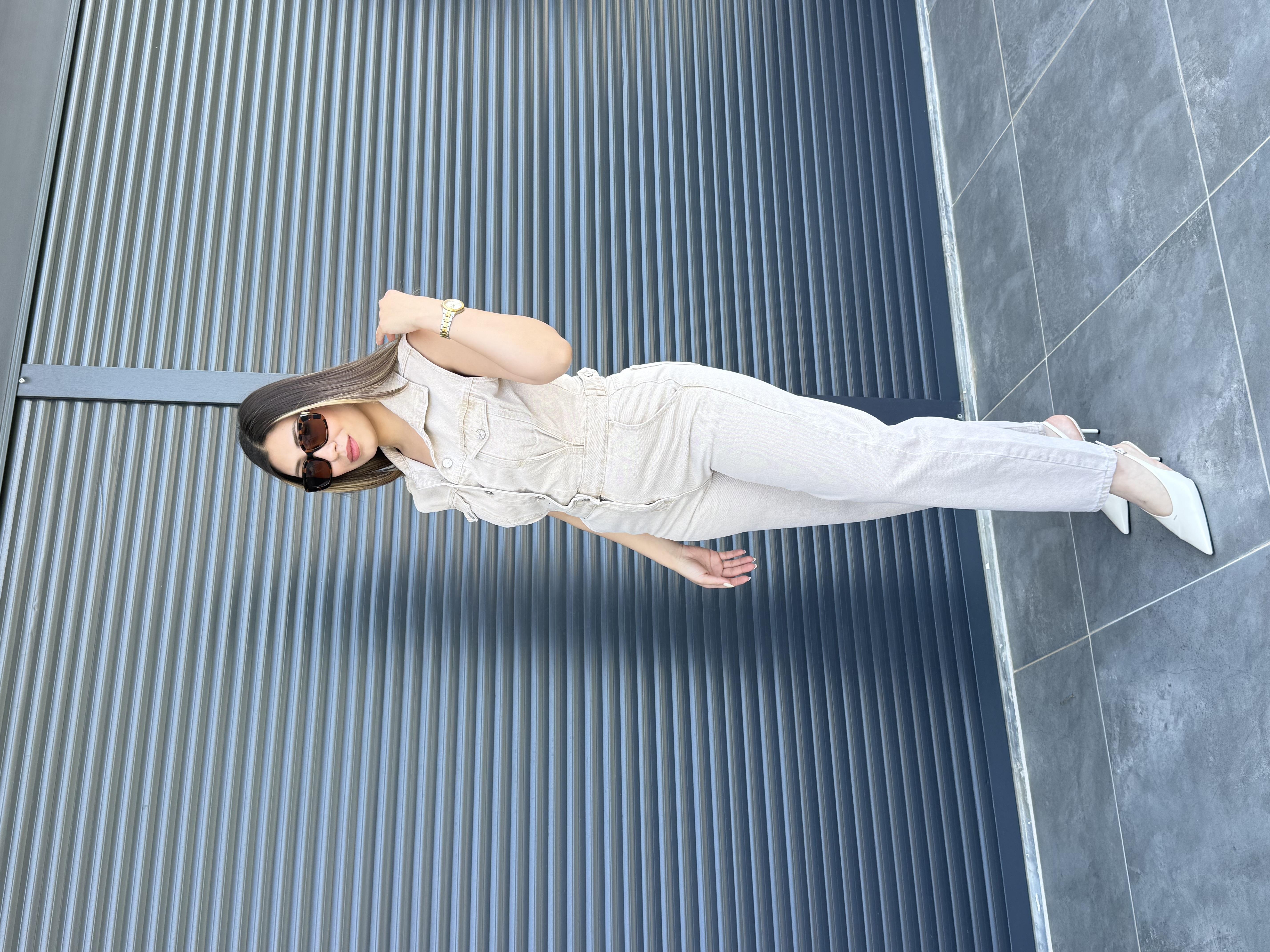 Premium Bej Denim Tulum