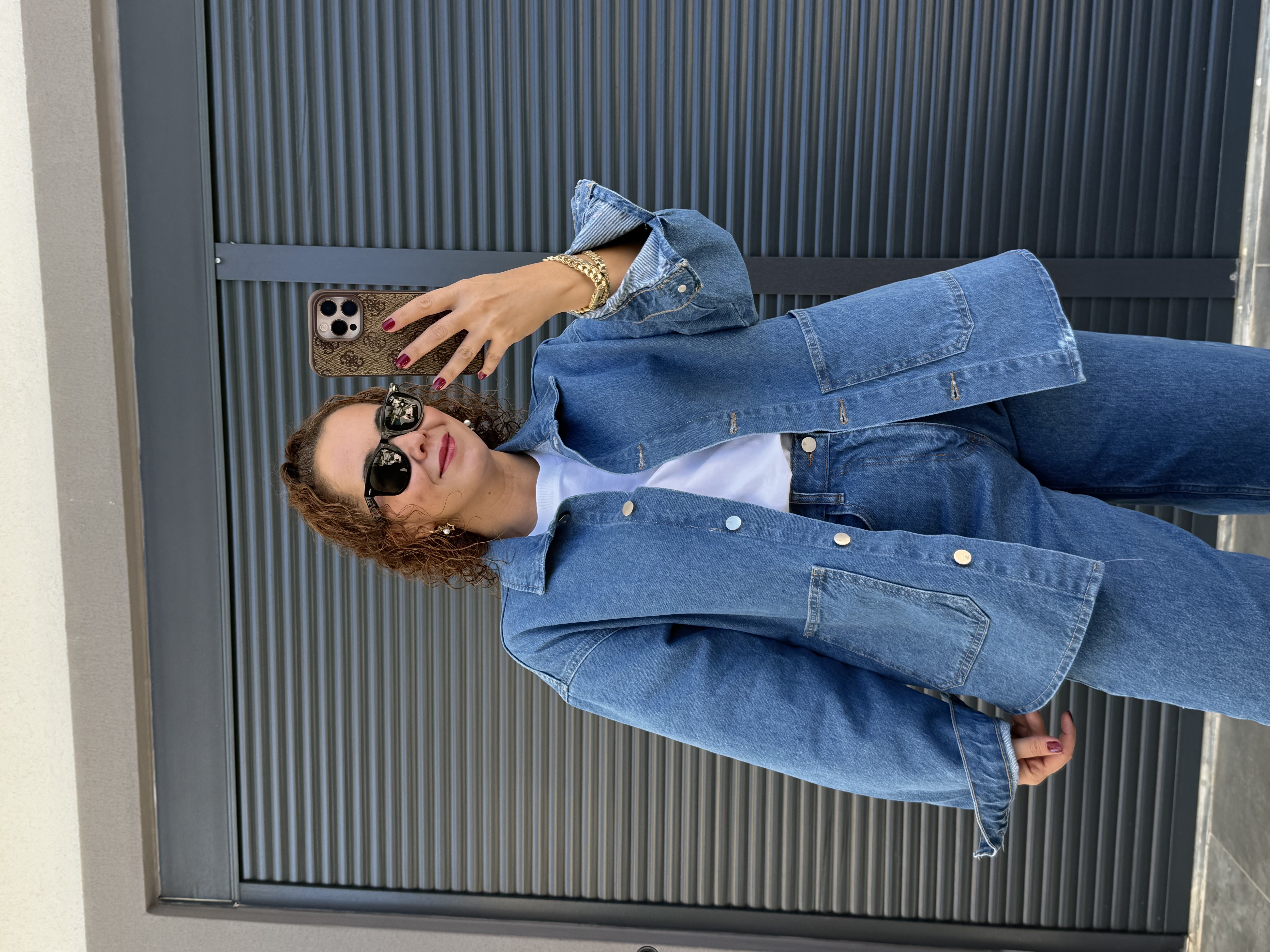 Premium Cepli Denim Ceket  Mavi